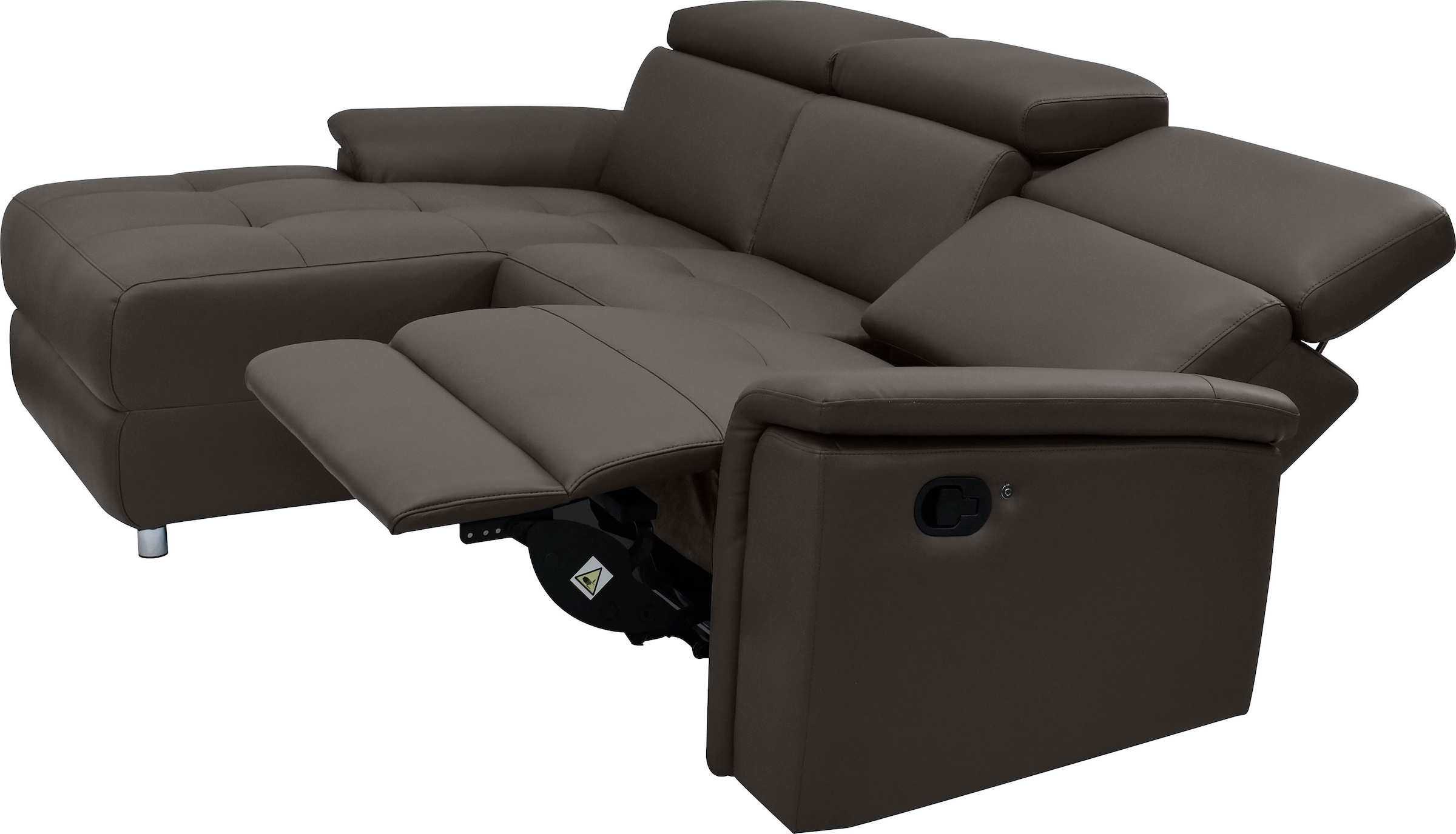 Places of Style Ecksofa »Pareli, L-Form, 259cm,m. Recamiere, Echtleder, Kunstleder, Webstoff«, man. o. elektr. Relaxfunktion, USB/Kopfteilverstellg u. LED