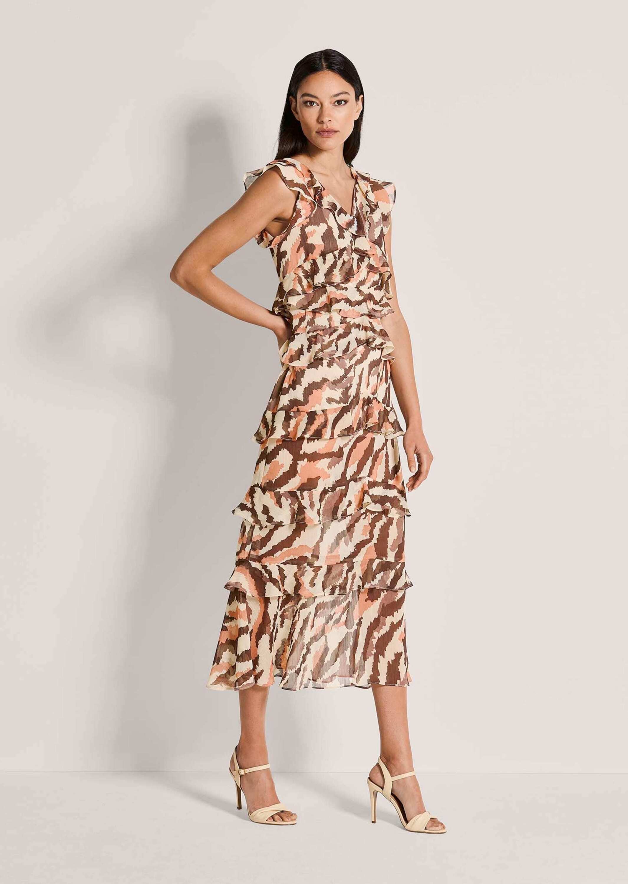 MADELEINE Midikleid »Chiffonkleid Sommerkleid mit Animal-Print« Volants