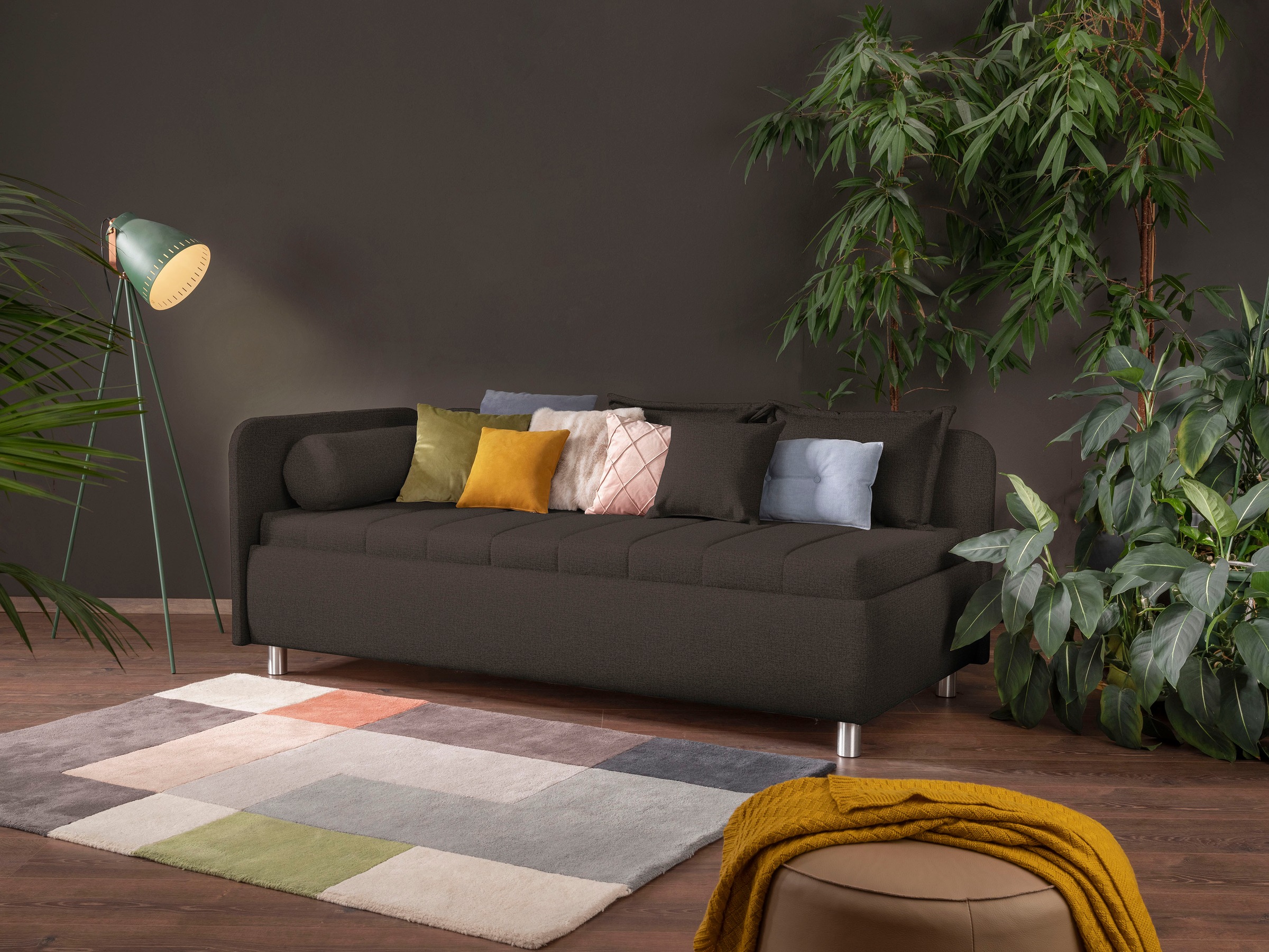 alina Schlafsofa »Kiana«, mit Bettkasten und Zierkissen, Liegefläche 90/200 cm oder 100/200 cm