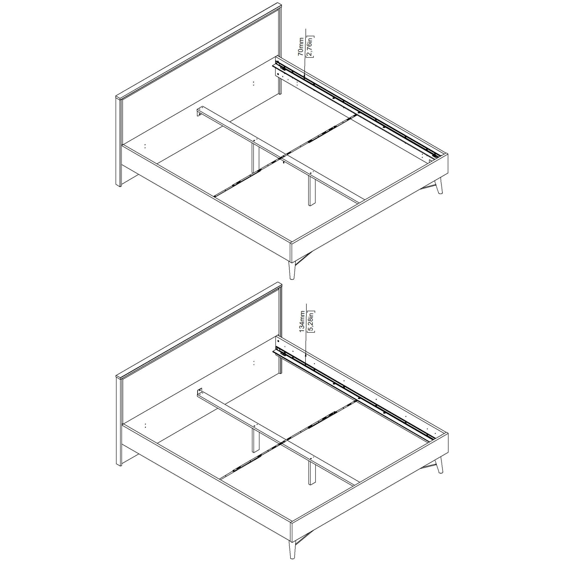 andas Bett »Ry Bettrahmen, Bettgestell, Doppelbett,« mit hohem Kopfteil, Beine aus Vollholz,