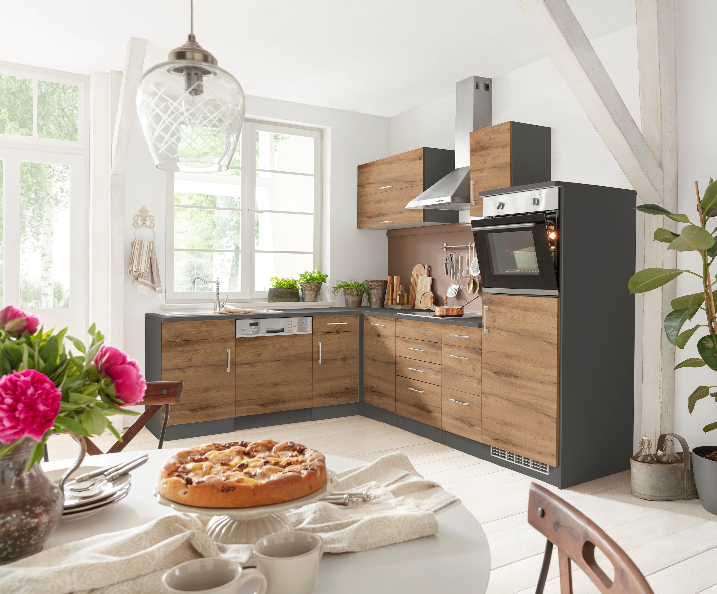 KOCHSTATION Winkelküche »KS-Colmar« mit E-Geräten, Stellbreite 210/270 cm