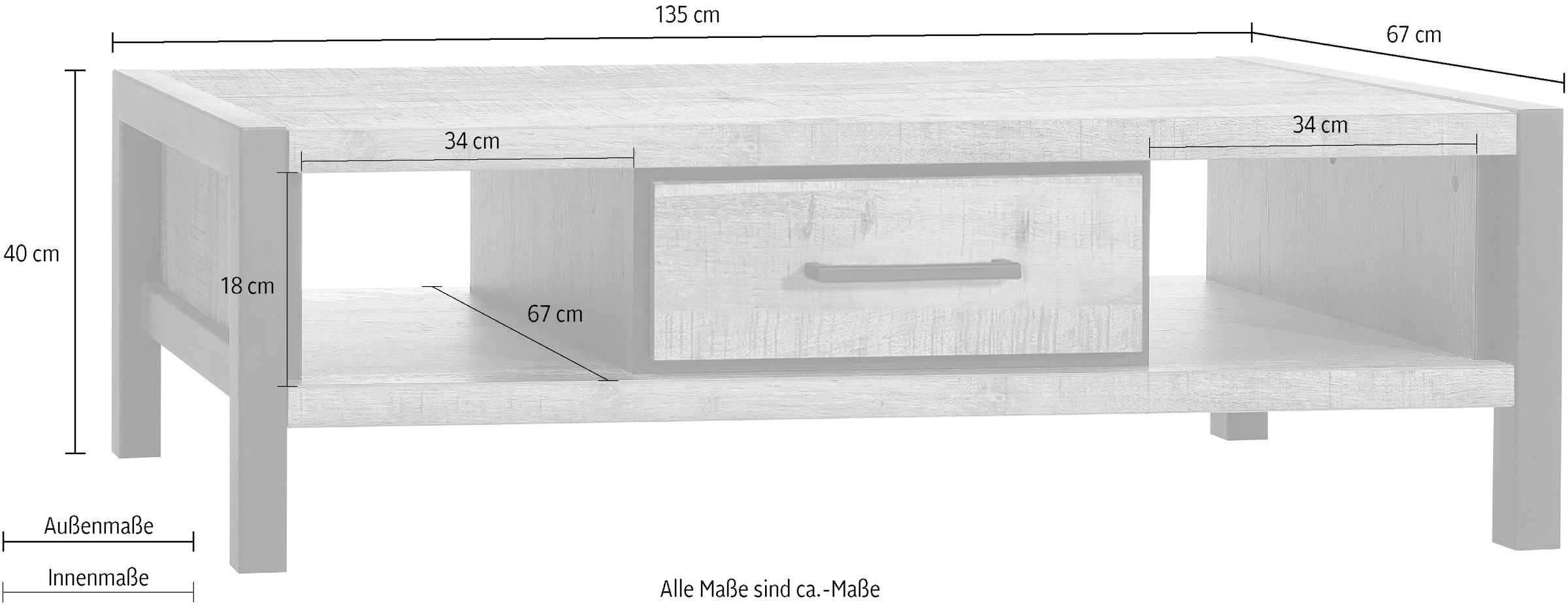 OMG Design Couchtisch »Ocean« 1 Stk. tlg. mit Schublade und Stauräumen