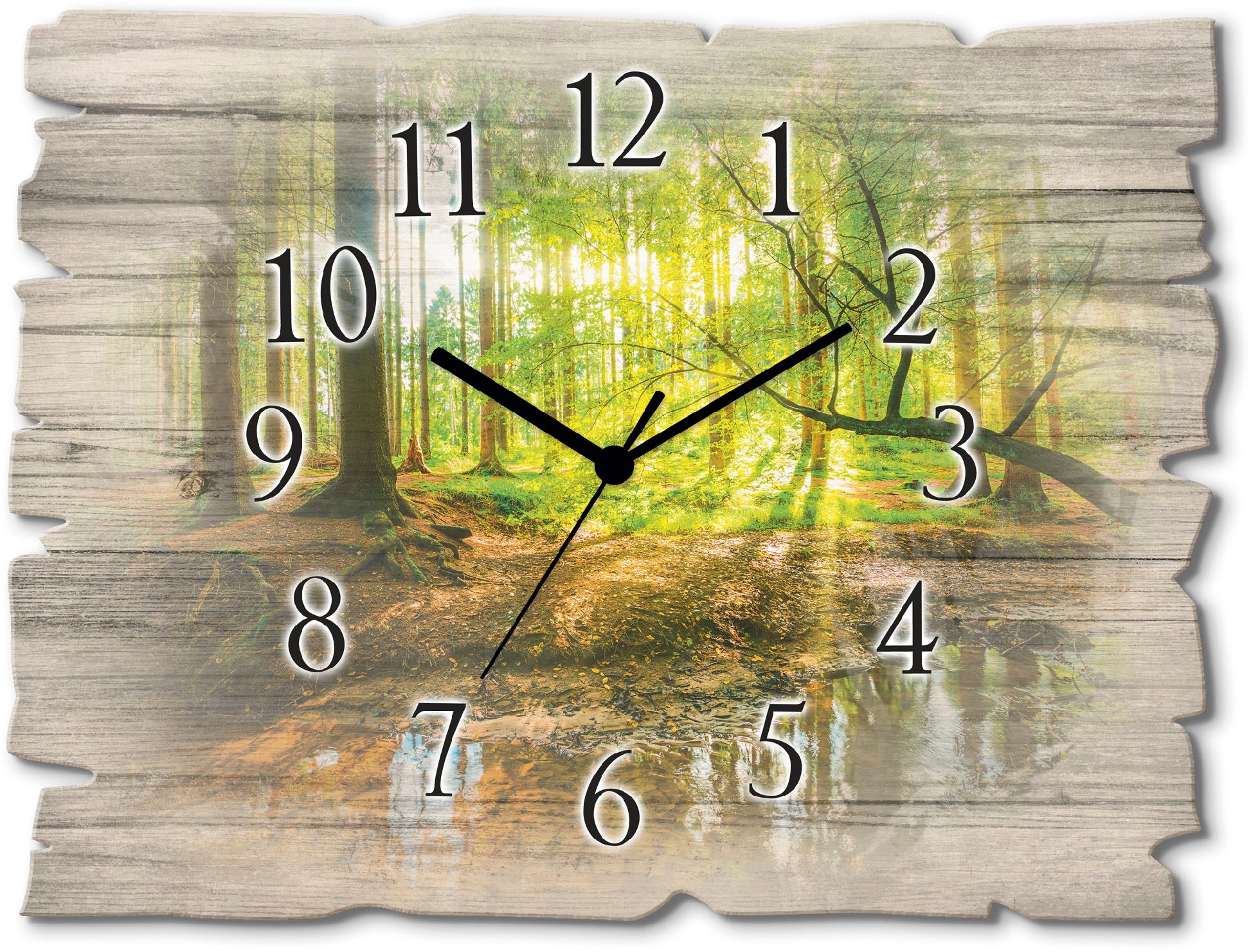 Artland Wanduhr "Wald mit Bach" wahlweise mit Quarz- oder Funkuhrwerk, lautlos ohne Tickgeräusche