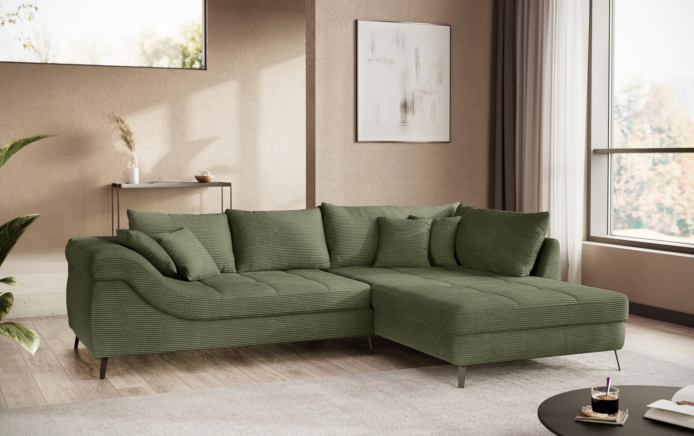 Mr. Couch Ecksofa »Portofino L-Form«, 4 Bezugsqualitäten, 13,5 cm hohe Metall-Profilfüße in matt-schwarz