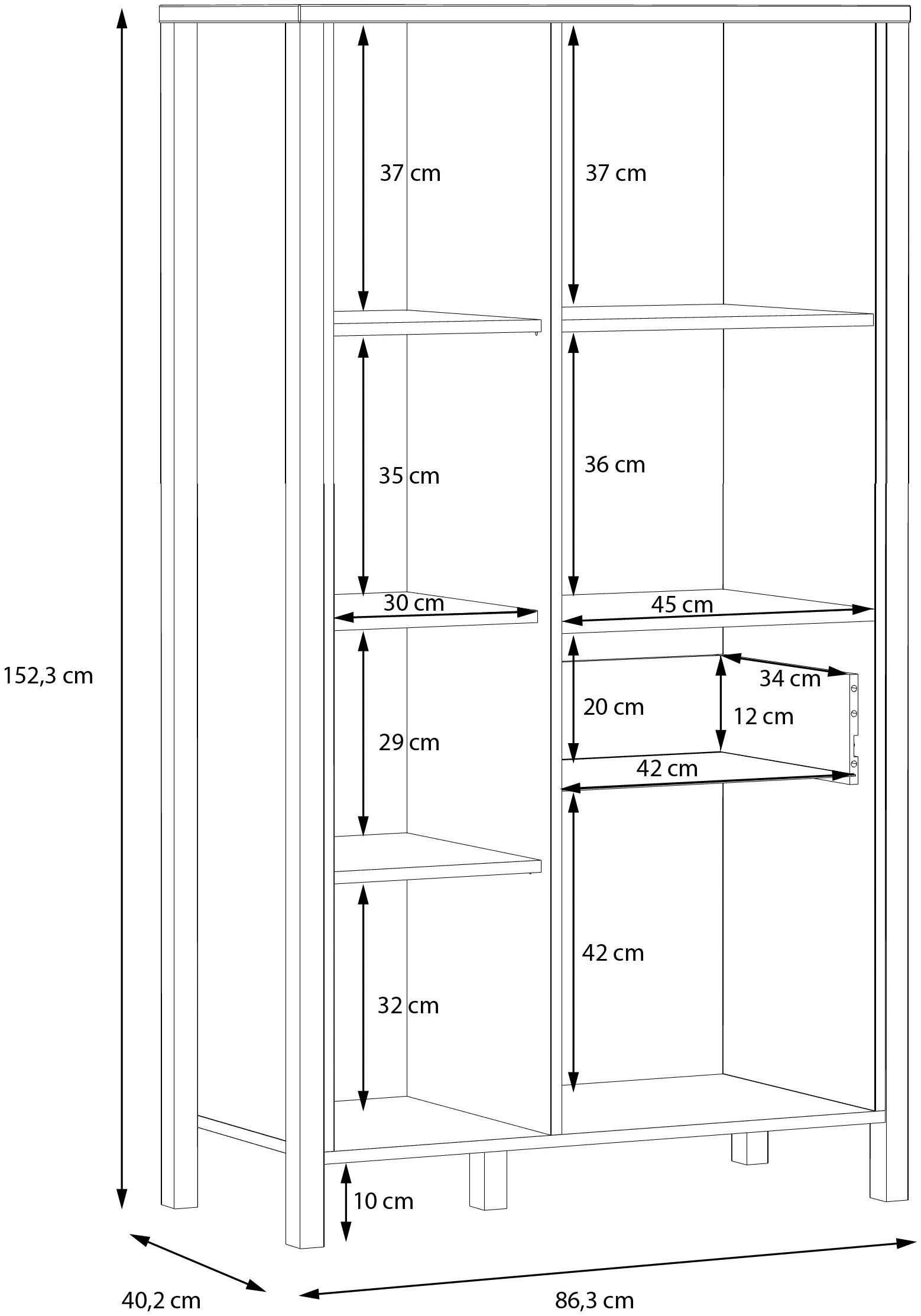 FORTE Aktenregal »High Rock«, mit Tür & Schublade, 3 offene Fächer, Industrial-Stil, 86x152 cm