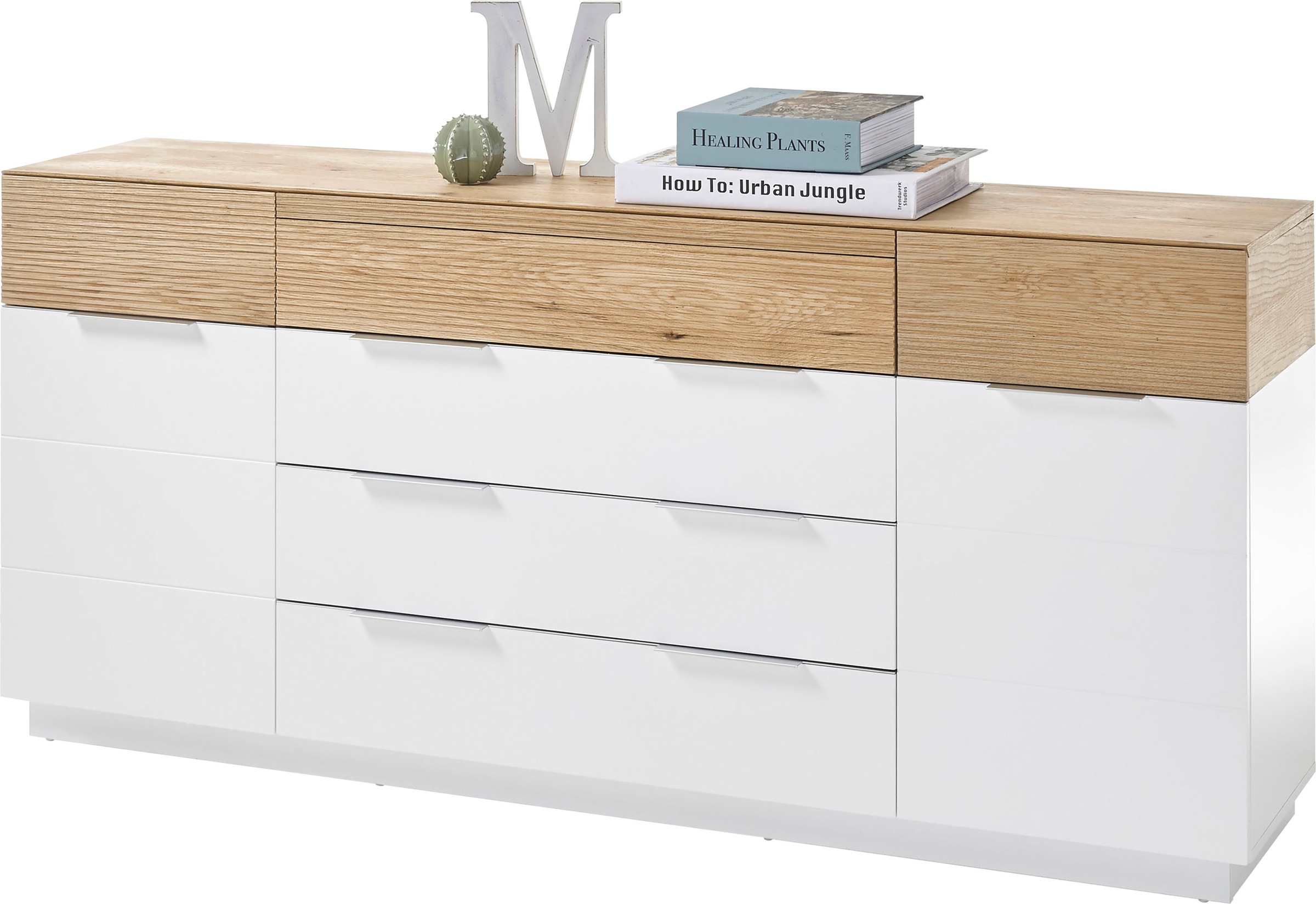 MCA furniture Sideboard »Dubai«, weiß Matt mit Absetzungen in Eiche