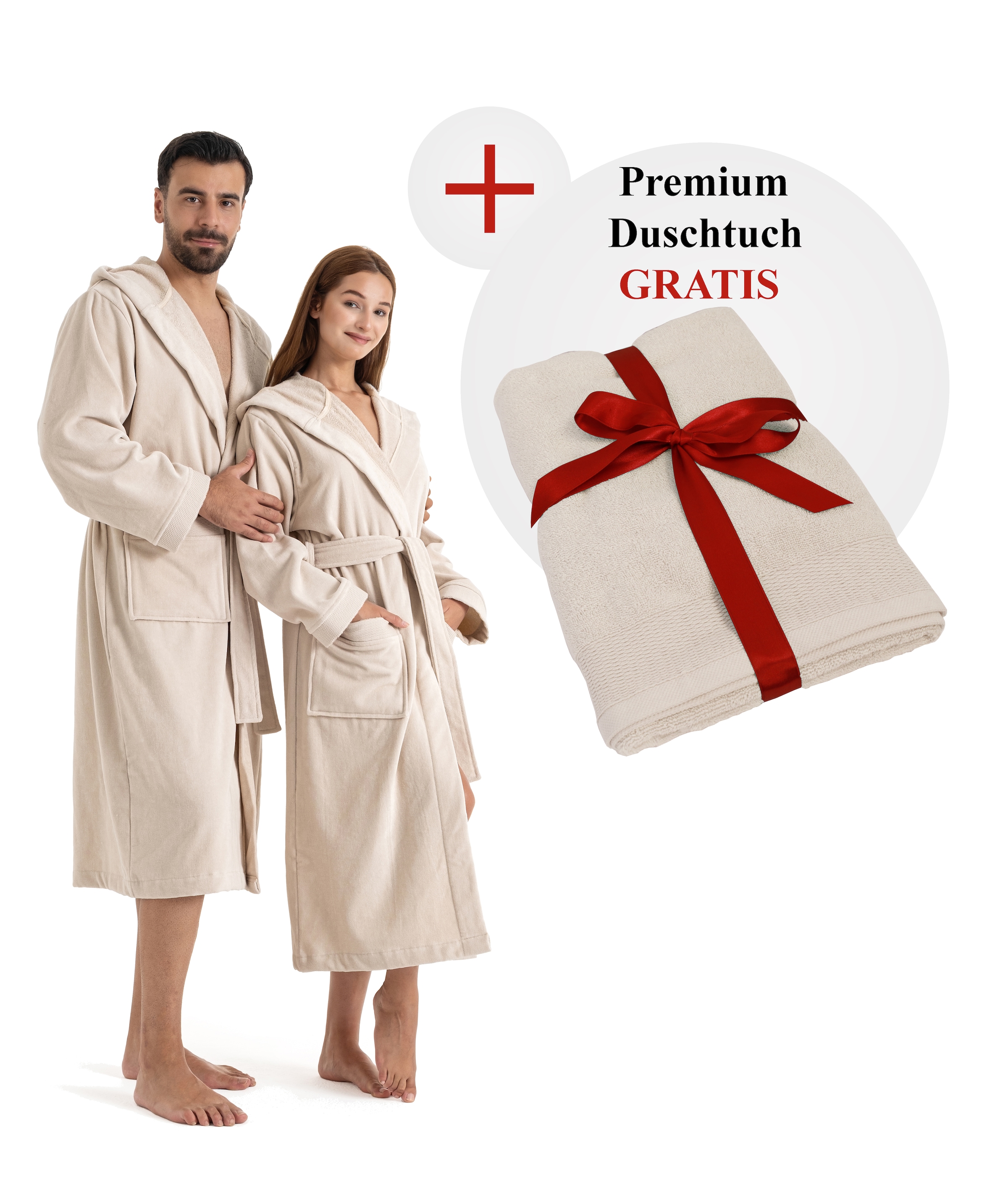 OTTO home Unisex-Bademantel »Fenya, 330 g/m², Premium, Hotelbademantel, Morgenmantel,  Sauna & Spa« 1 Stk. Reißverschlusstaschen, weich mit GRATIS-Zugabe: 1x Duschtuch 70x140 cm