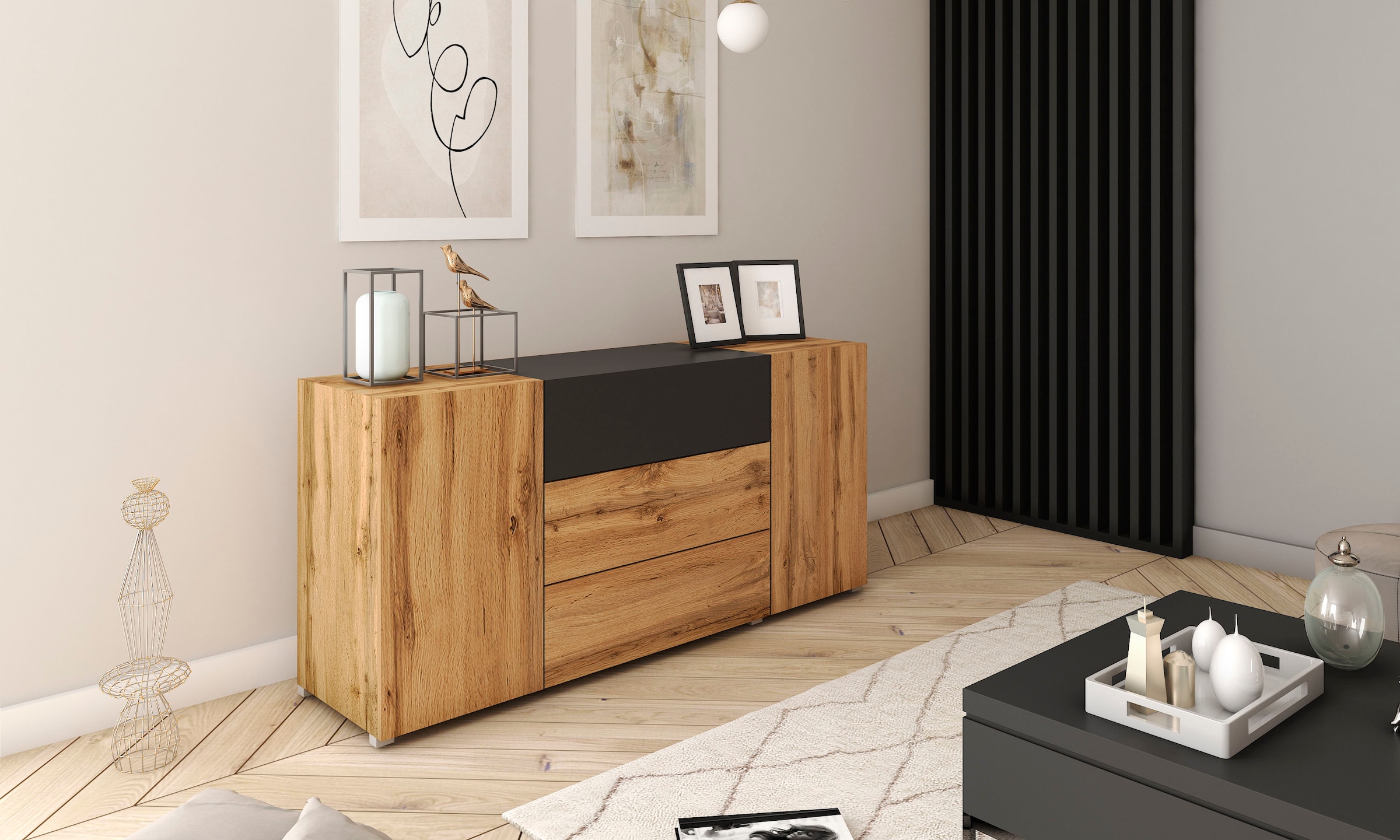 INOSIGN Sideboard »BERLIN«, Moderne grifflose Kommode Breite 150 cm, 4 Schubkästen/ 2 Türen