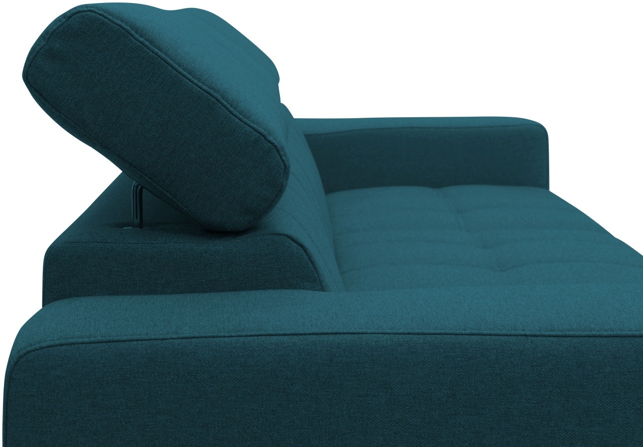 DOMO collection Ecksofa »Trento L-Form, mit Kufenfuß oder Einzelfuß«, wahlweise mit Kopfteilverstellung, Recamiere links/rechts bestellbar