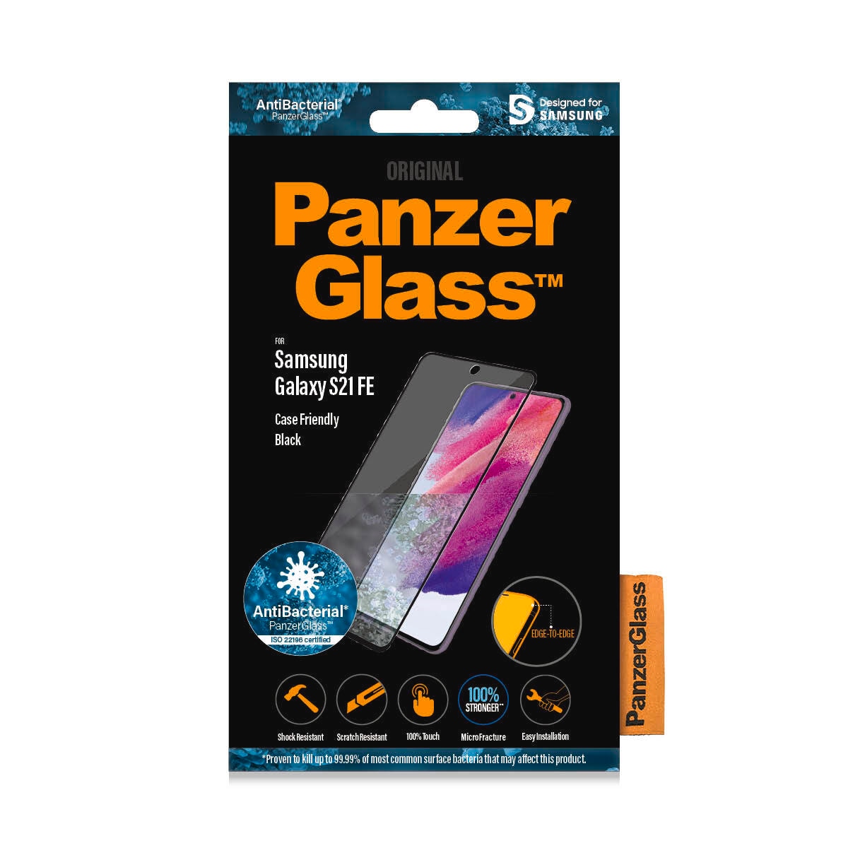 CARE by PanzerGlass Displayschutzglas »AntiBacterial Screen Protection«, für Samsung Galaxy S21 FE, Displayschutzfolie, Schutzfolie, Bildschirmschutz, kratz- & stoßfest