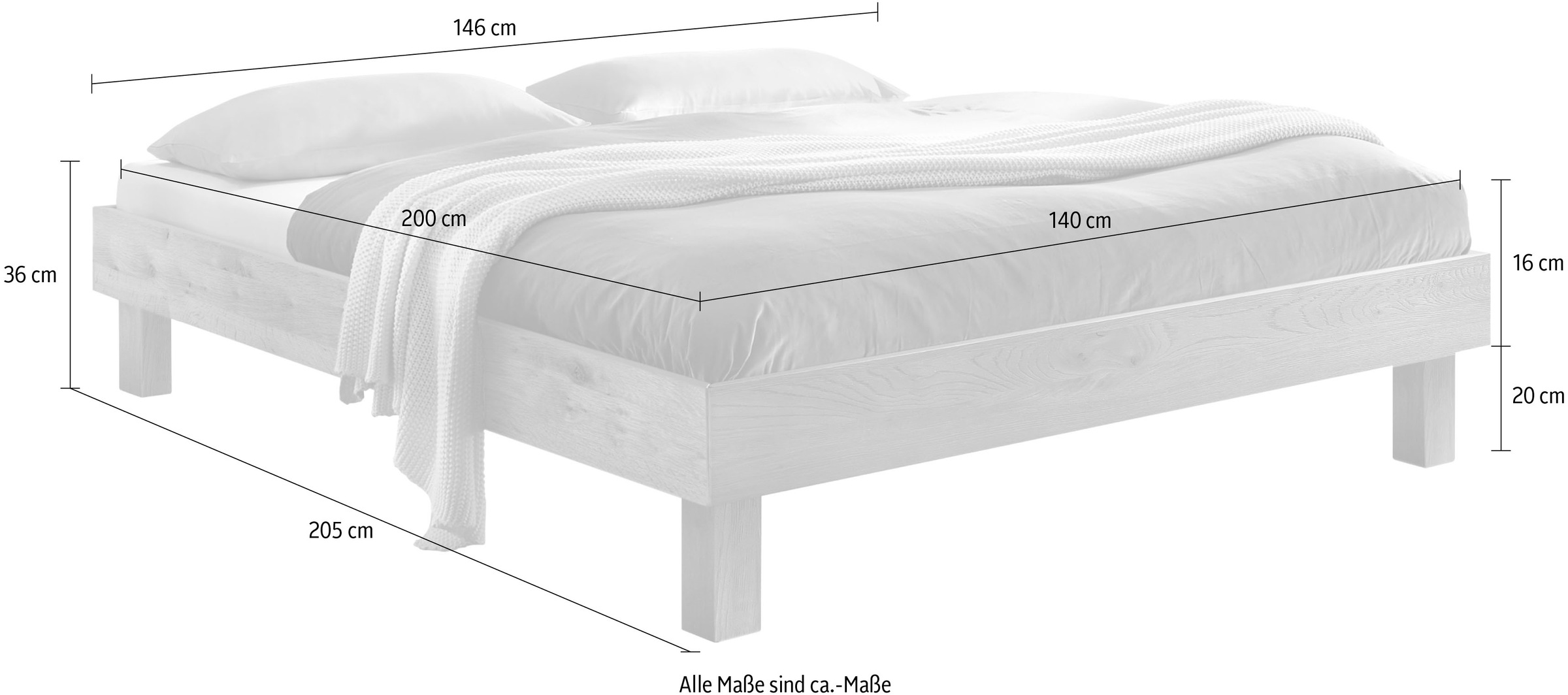 HASENA Holzbett »Rapallo« Fußhöhe 20 cm