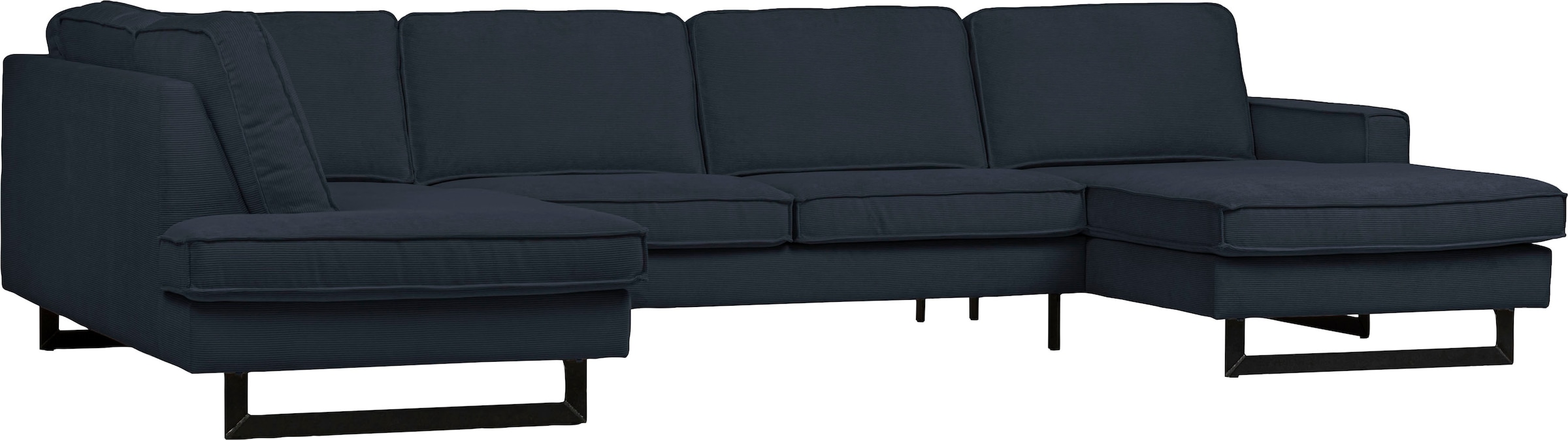 Places of Style Wohnlandschaft »Pinto, 350 cm, U-Form, XXL, mit Ottomanen«, Cord, Feincord, Luxus-Microfaser Leder und Chenille