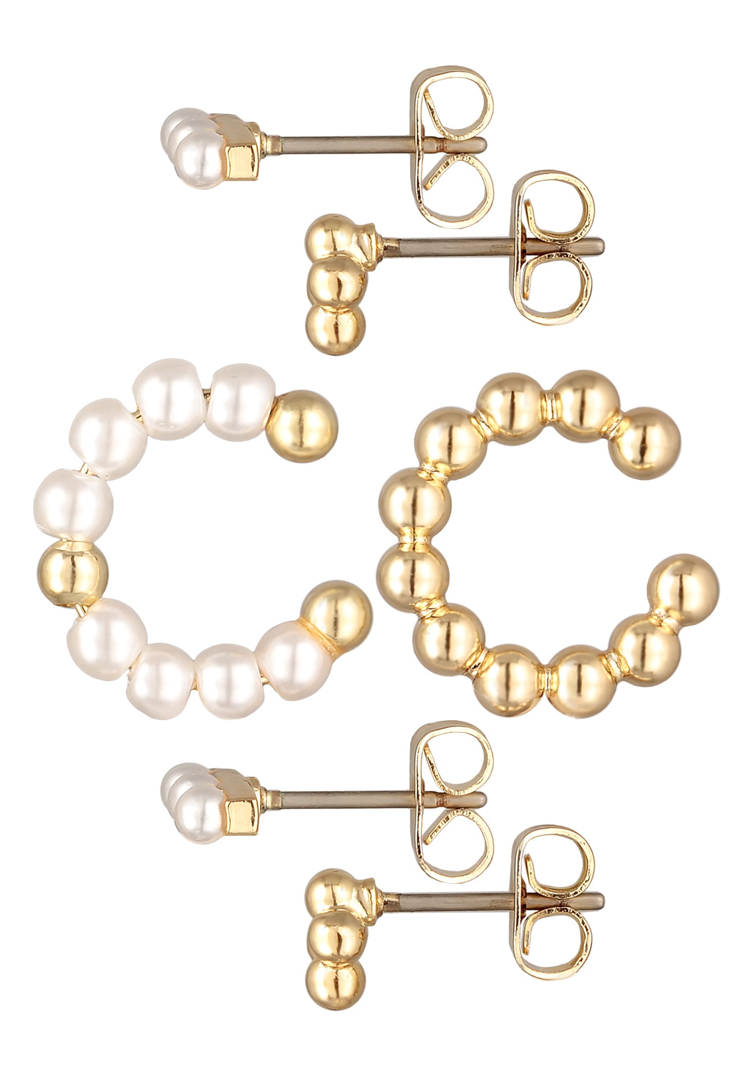 Elli Ohrstecker-Set »Ohrringe 4er-Set Ohrstecker Earcuff Glasperlen Dots Goldfarben«