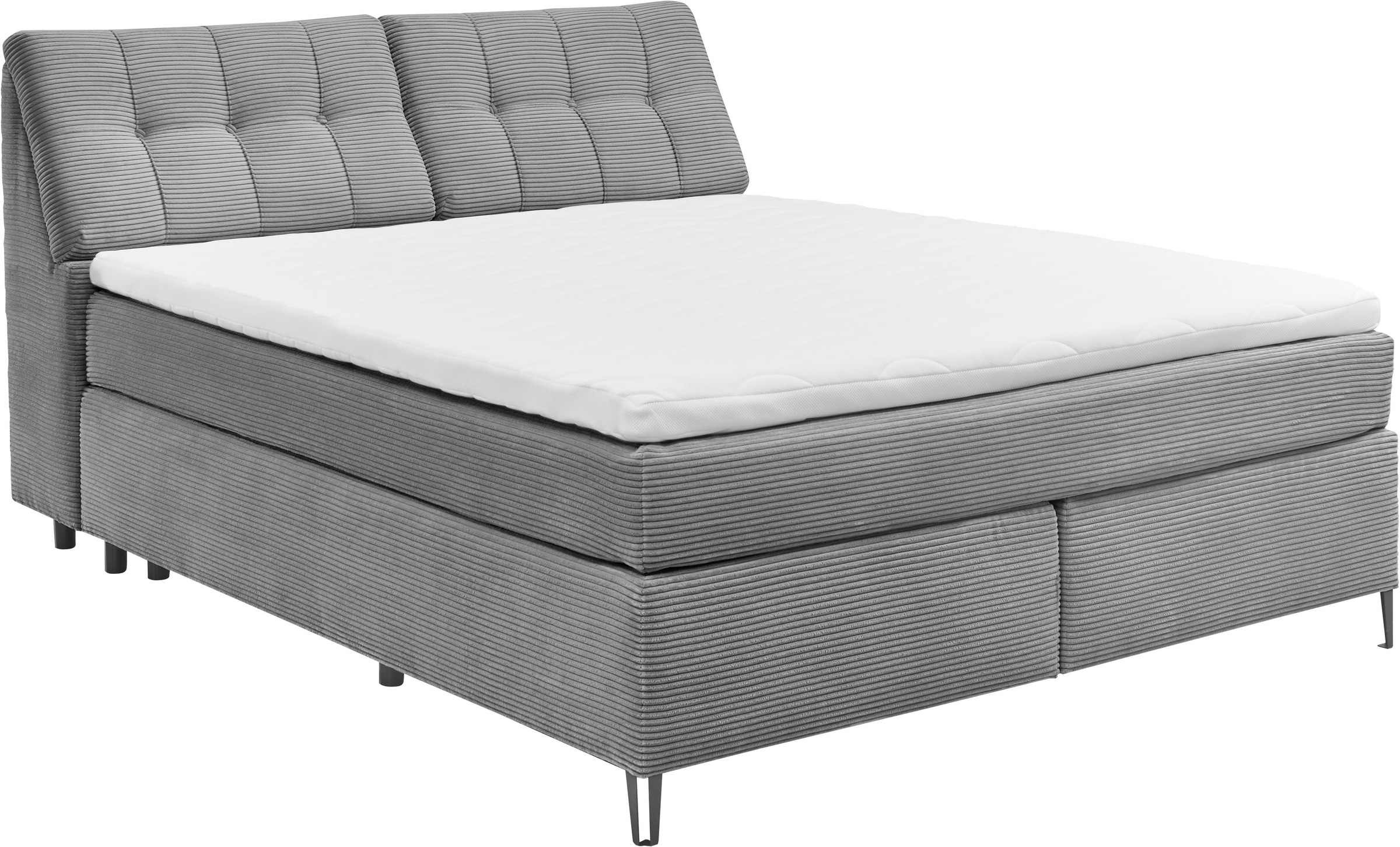 set one by Musterring Boxspringbett »Fairfield«, Kopfteil in Kassenoptik, Metallfuß schwarz, Breite 160 oder 180 cm