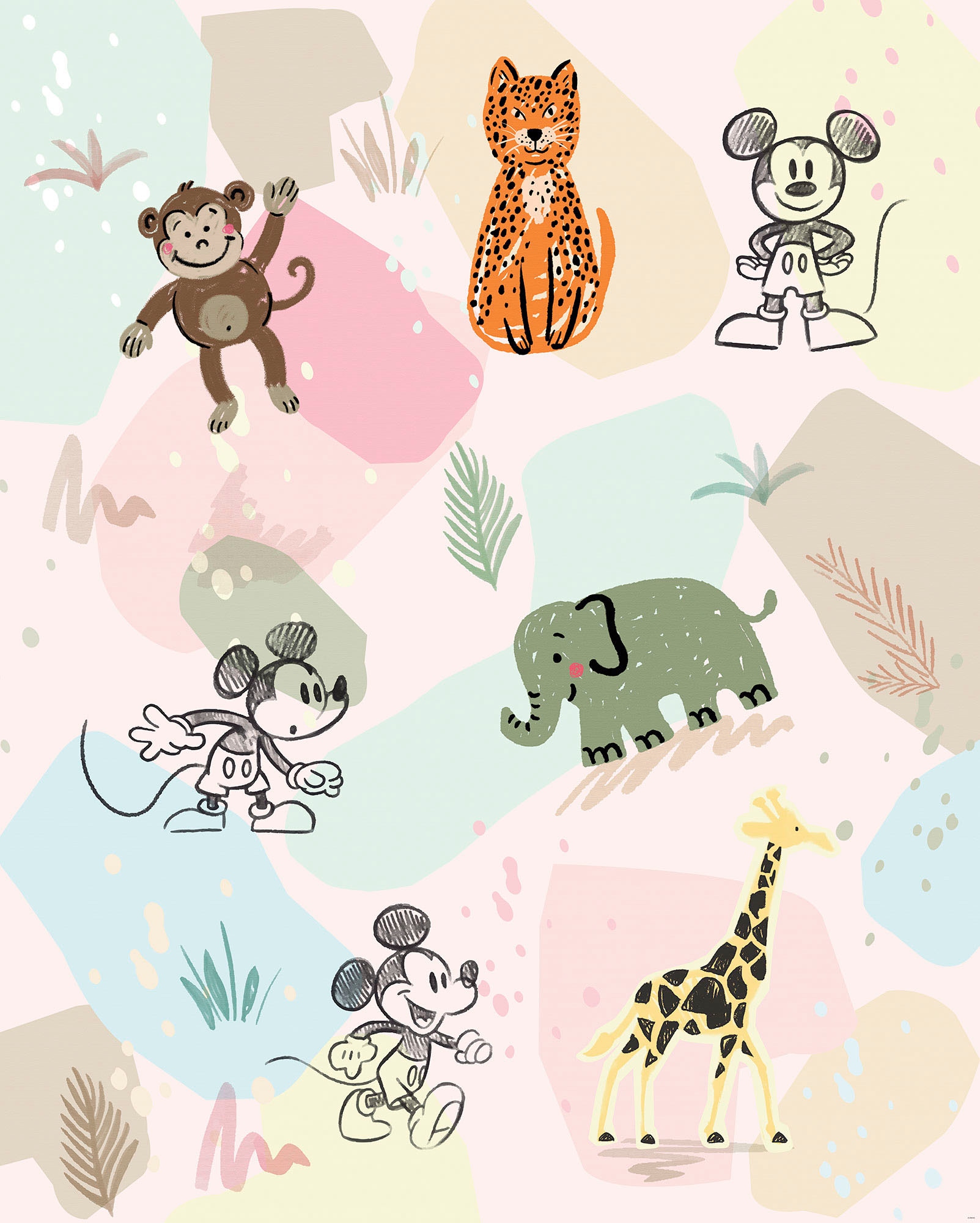 Komar Fototapete »Digitaldruck Vlies -  Mickey Safari - Größe 200 x 250 cm« bedruckt glatt Kinderzimmer