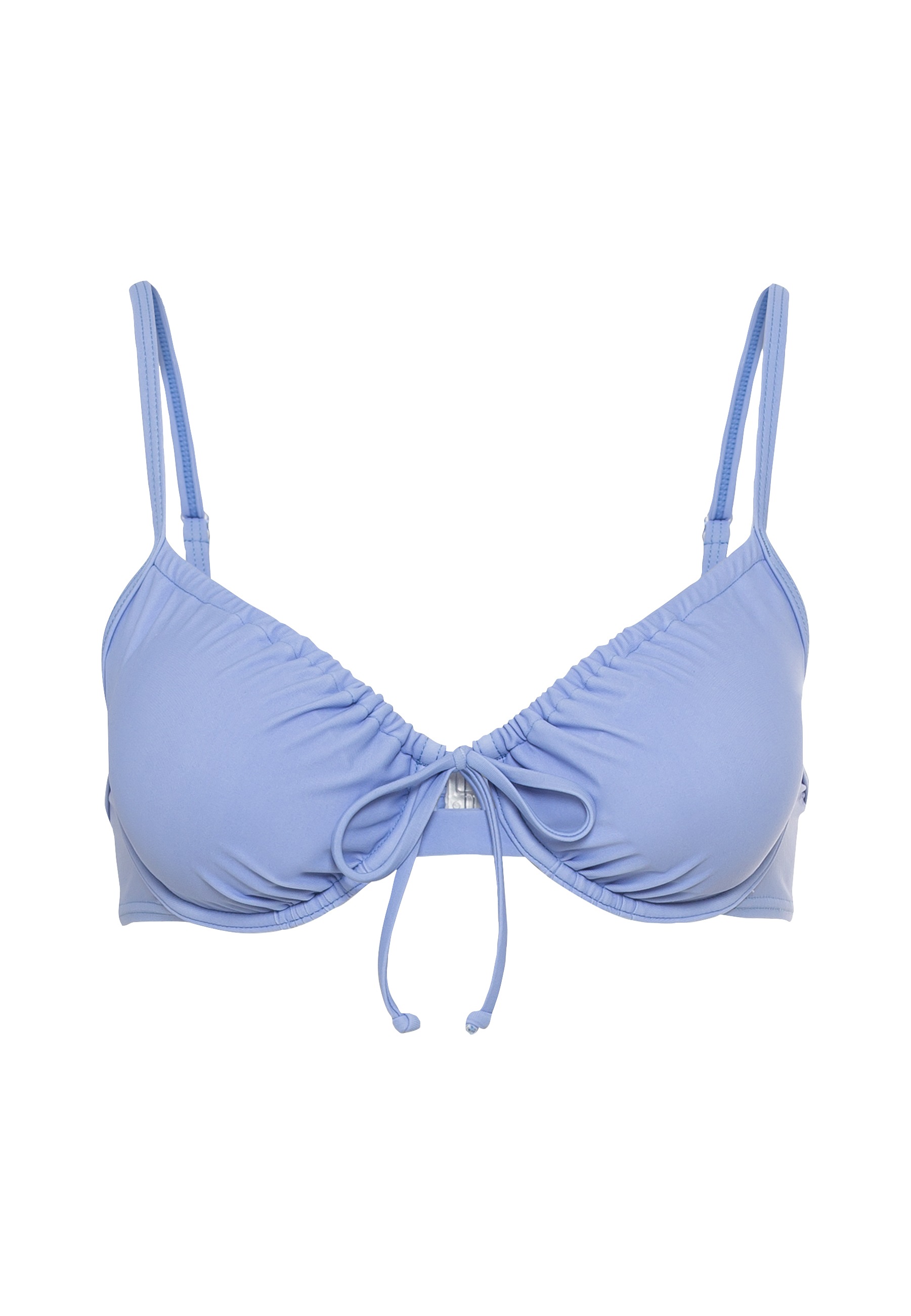 LSCN by LASCANA, Damen, Bügel-Bikini-Top »Gina« in trendigen Farben, smokyblue, Cup C, 42 - Cup C, smokyblue, Modische Raffung am Dekolleté in 