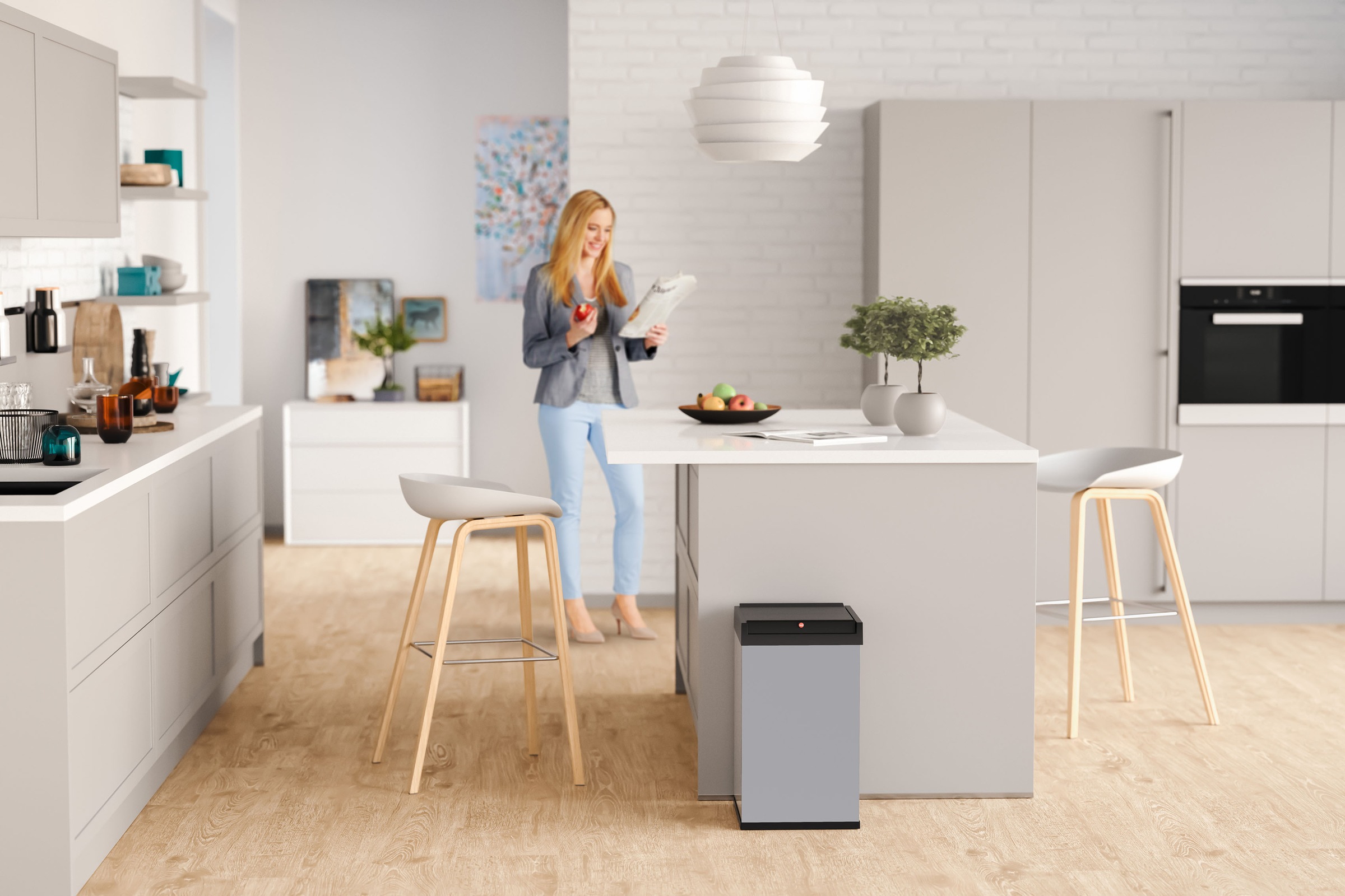 Hailo Mülleimer »Big-Box Swing L«, 1 Behälter, 35 Liter, Stahlblech, Abfallbox mit selbstschließendem Schwingdeckel