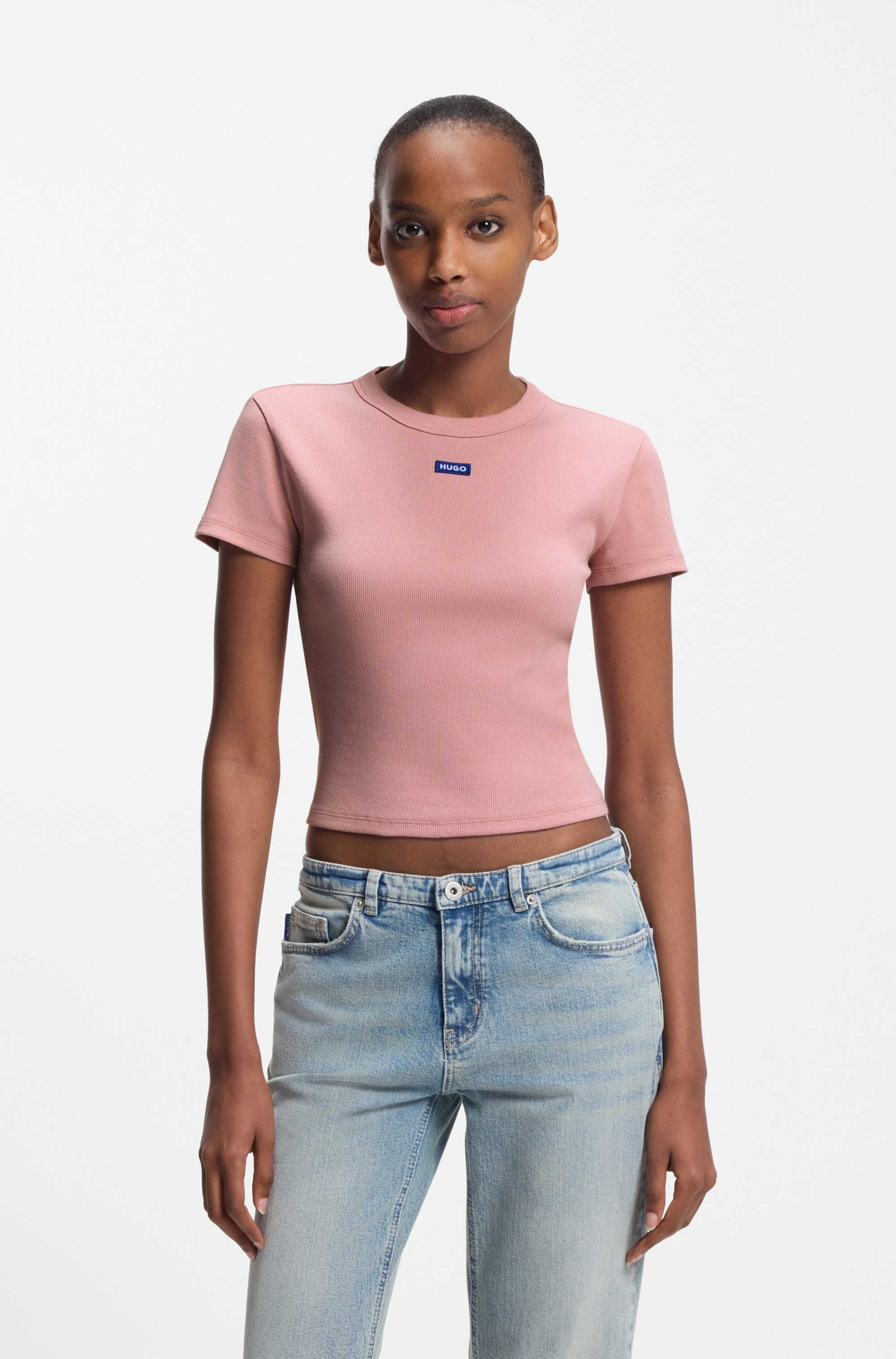 HUGO Blue T-Shirt »Baby Tee« in verkürzter Länge