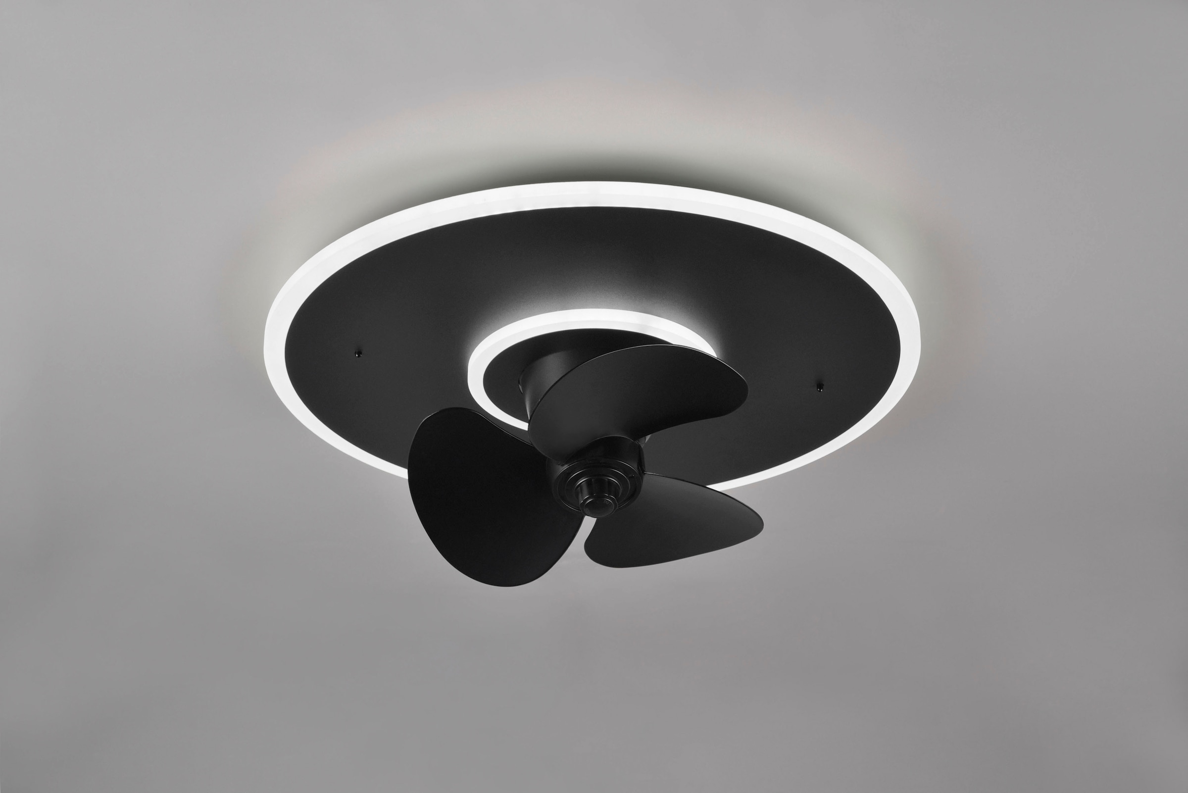 REALITY Leuchten LED Deckenleuchte »Nybro Deckenventilator«, 1 flammig, Leuchtmittel LED-Board | LED fest integriert, Deckenlampe, Ventilator 3 Stufen, Fernbedienung,Lichtfarbe einstellbar