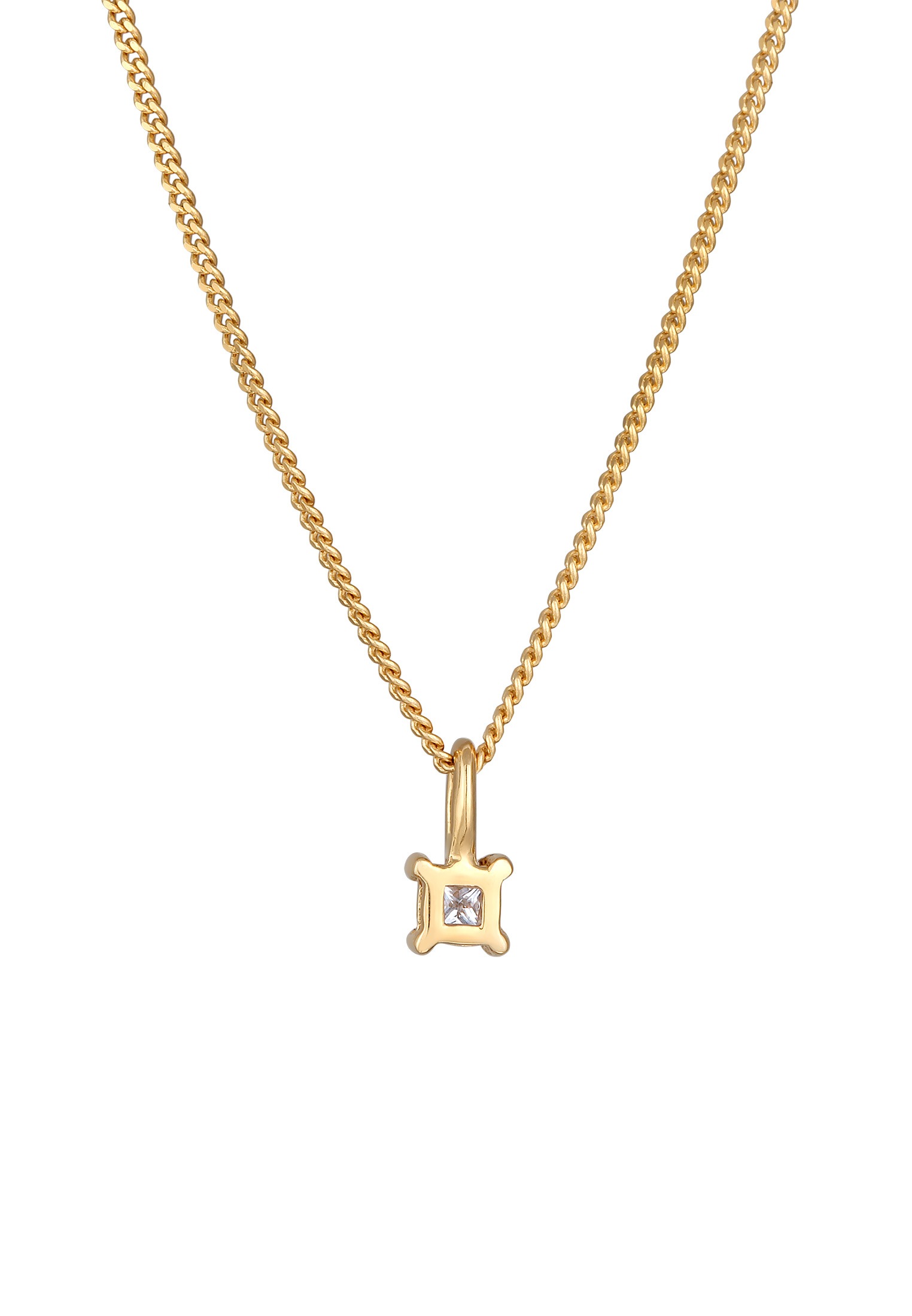 Elli DIAMONDS Silberkette »Halskette Diamant (0.1 ct) Viereck Solitär 925 Silber«