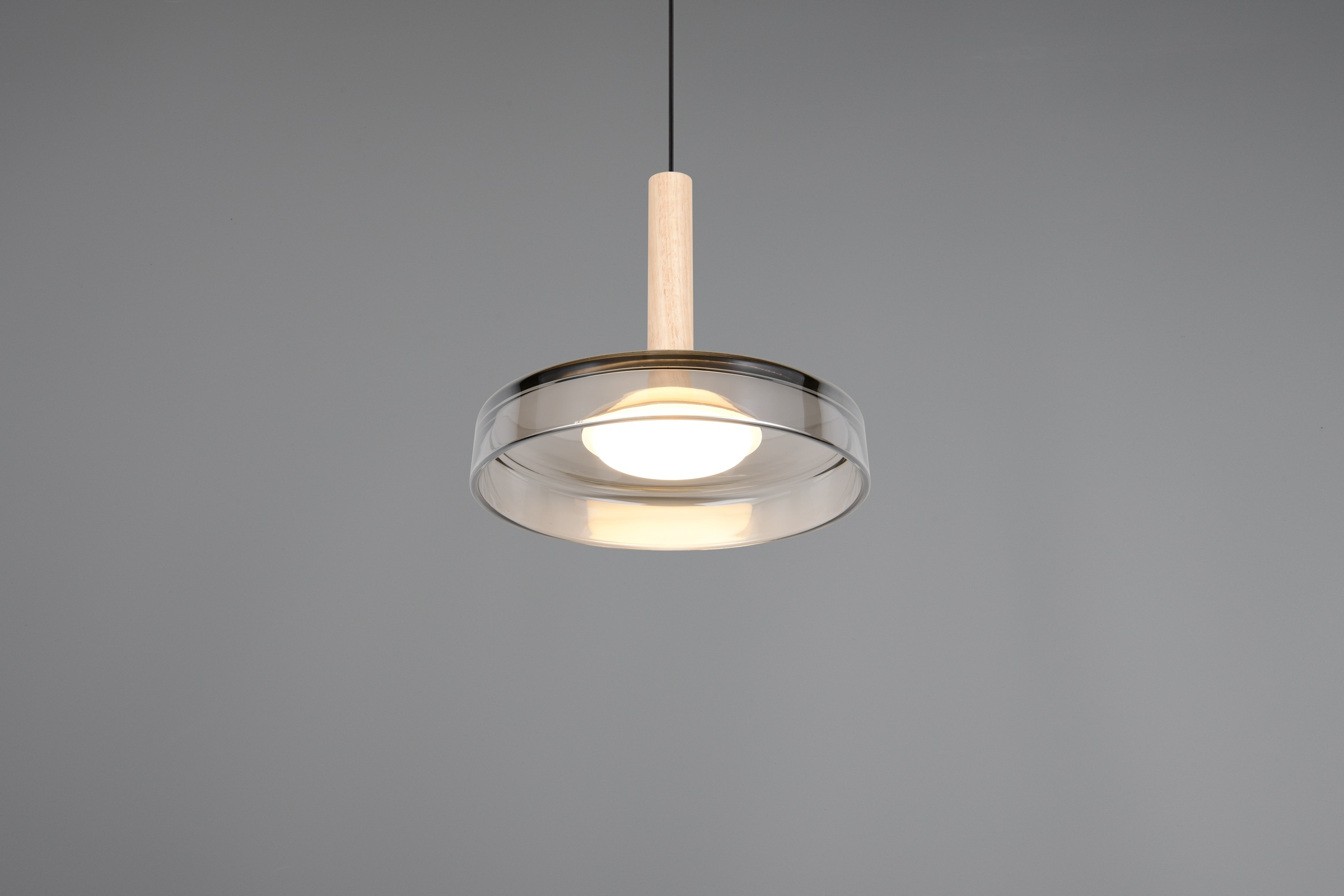 TRIO Leuchten LED Pendelleuchte »CELESTE dimmbare LED Hängelampe aus Metall Glas & Holz, 10W 1100 Lumen« LED-Board 1 Stk. Warmweiß einfach höhenverstellbar von 50-200 cm, Ø 22cm, 3-Stufen Dimmfunktion