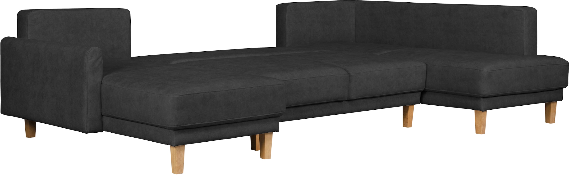 Home affaire Wohnlandschaft »TRIPLO U-Form wahlweise mit Schlaffunktion, B/T/H: 310/192/90 cm«, Schlafsofa, auch mit Bettkasten, Steppung im Rückenkissen