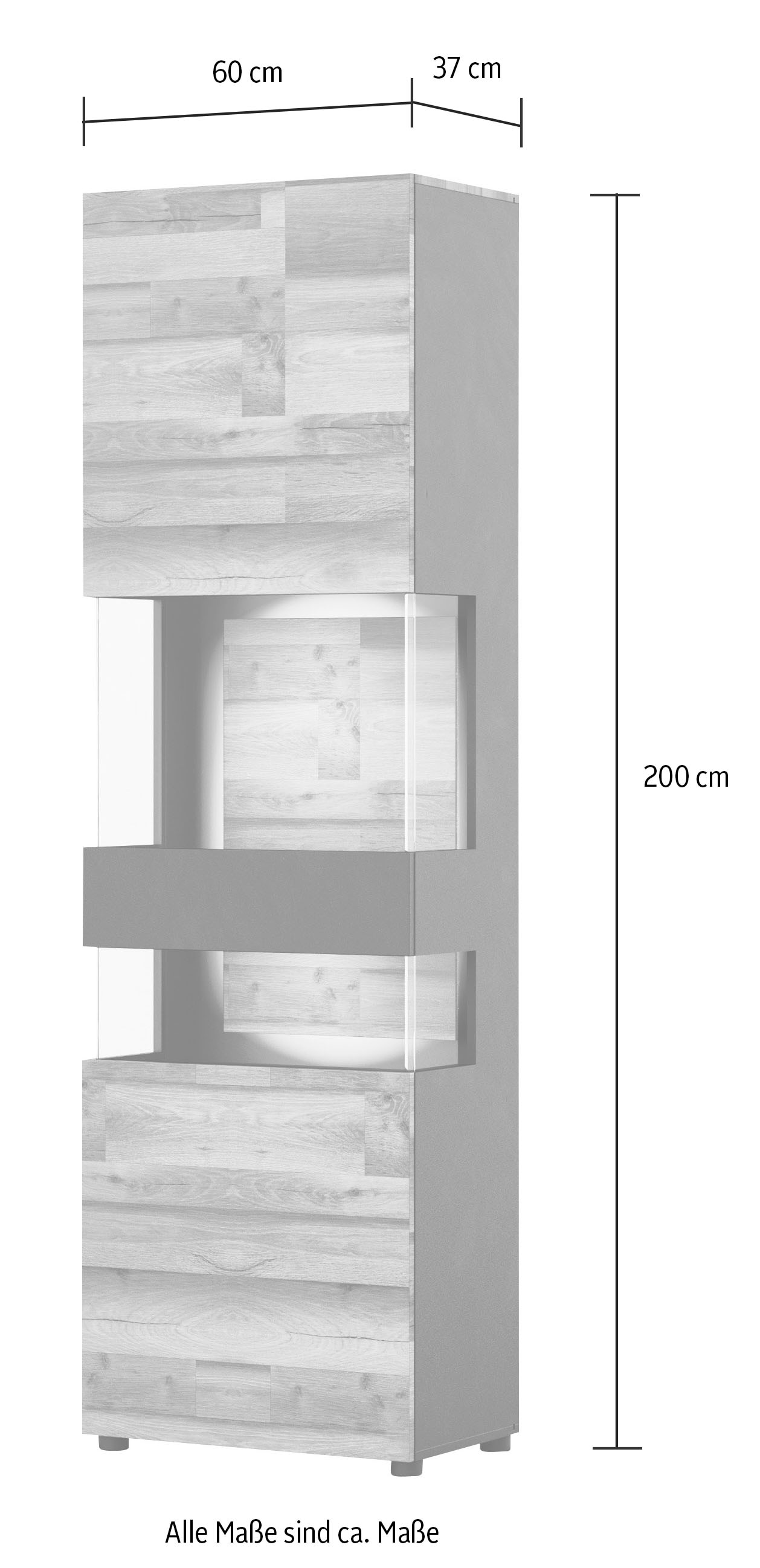COTTA Vitrine »Luciano«, Höhe 200 cm, Tür mit Glaselement