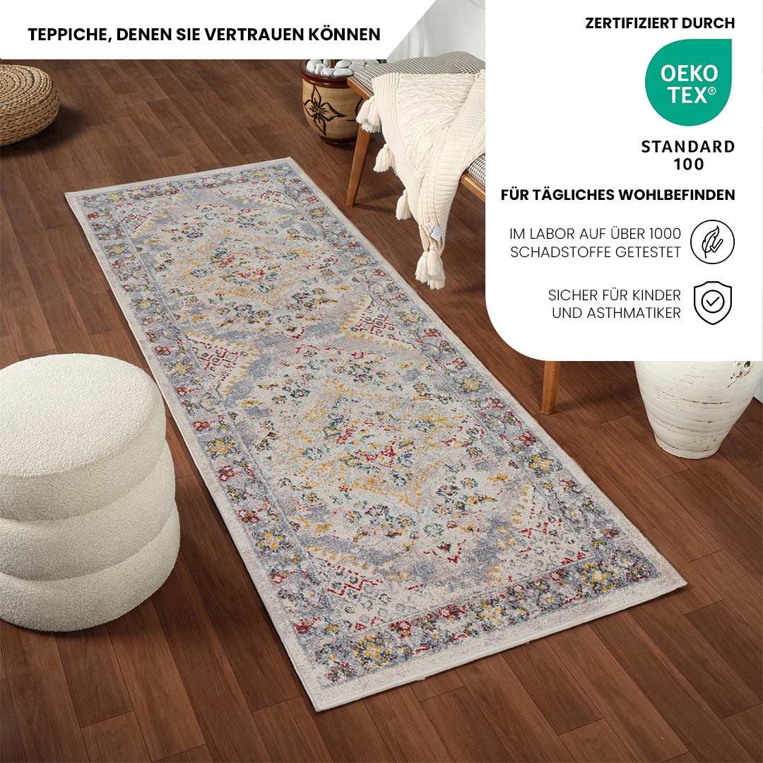 Livabliss Teppich »CASABLANCA«, rechteckig, 12 mm Höhe, Vintage Orientteppich, Kurzflor Boho Wohnzimmerteppich, Läufer