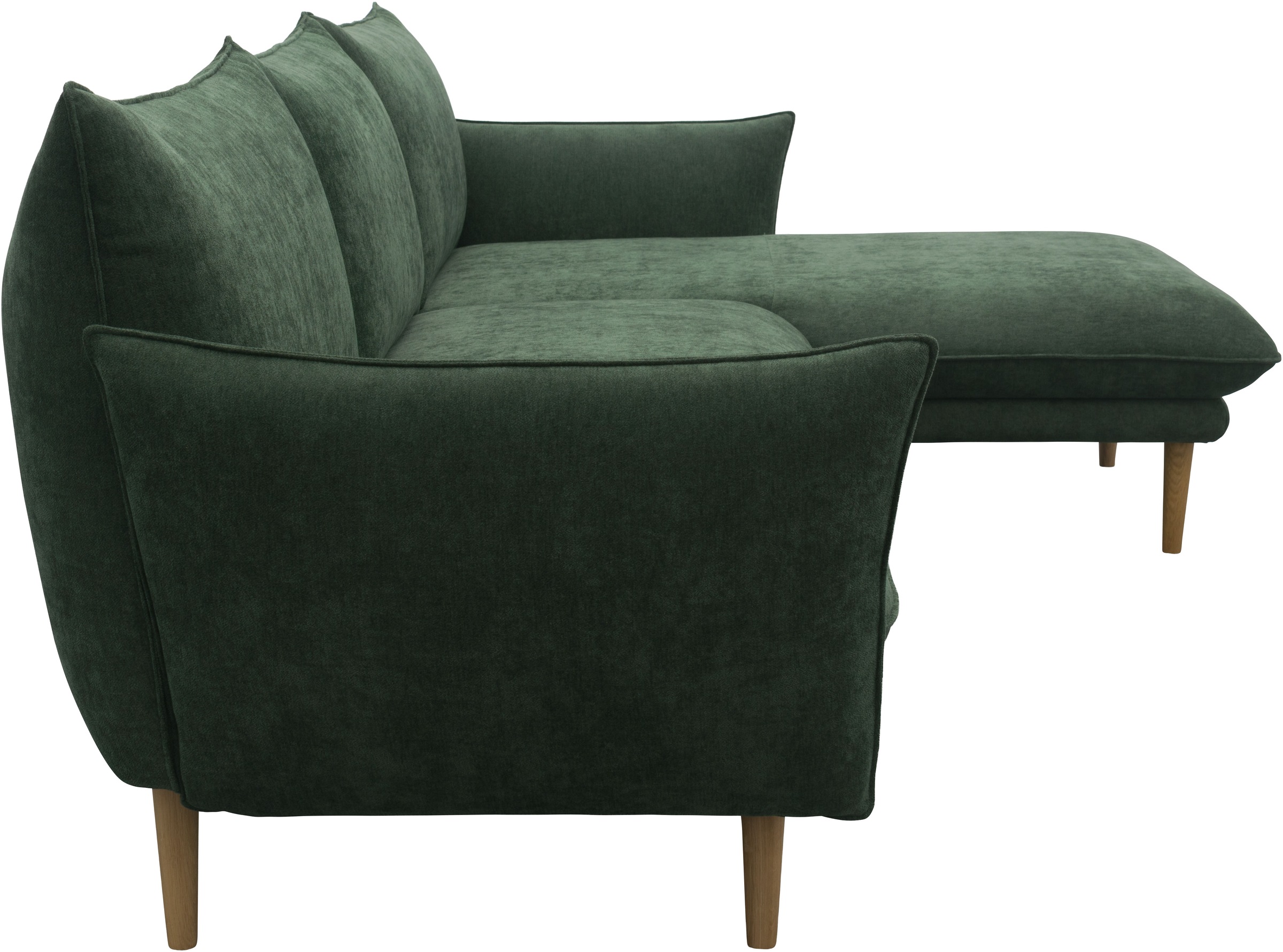 DOMO collection Ecksofa »Leuven modern mit schmalen Armlehnen, Breite 282 cm, L-Form« angenehm feste Polsterung, bodenfrei, 19 cm hohe Holzfüße