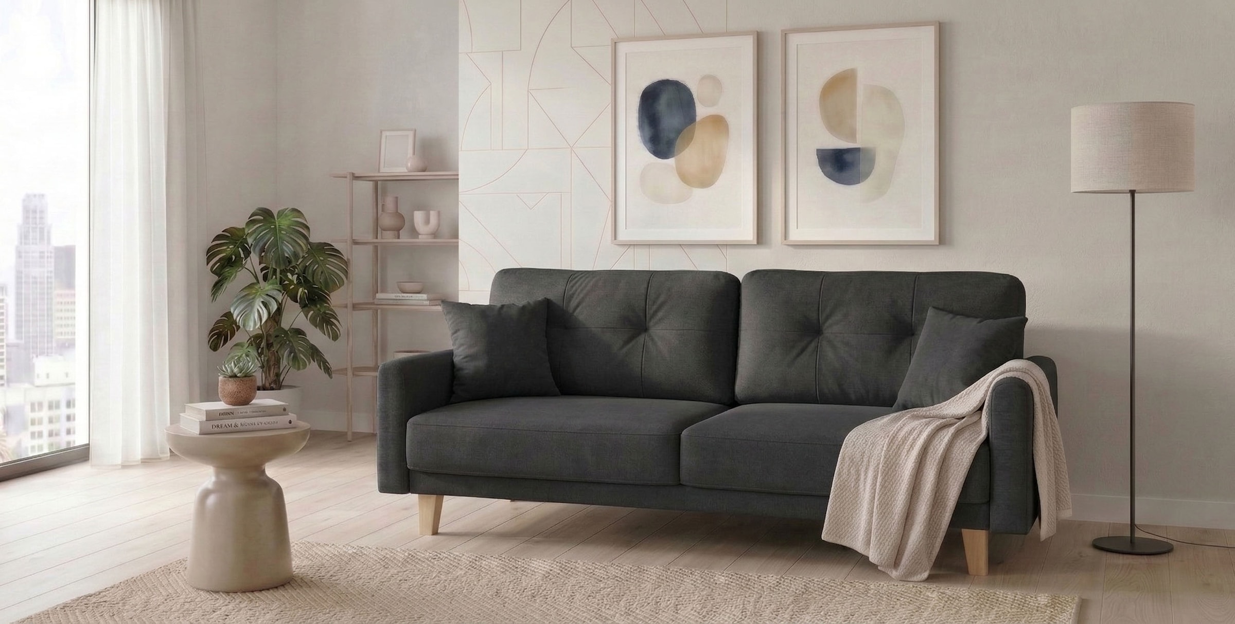 Home affaire 3-Sitzer »TRIPLO optionale Schlafsofa mit Bettkasten, Maße B/T/H: 215/100/89 cm« Wahlweise Bettfunktion - Liegefläche 145x191 cm, Rücken-, Zierkissen