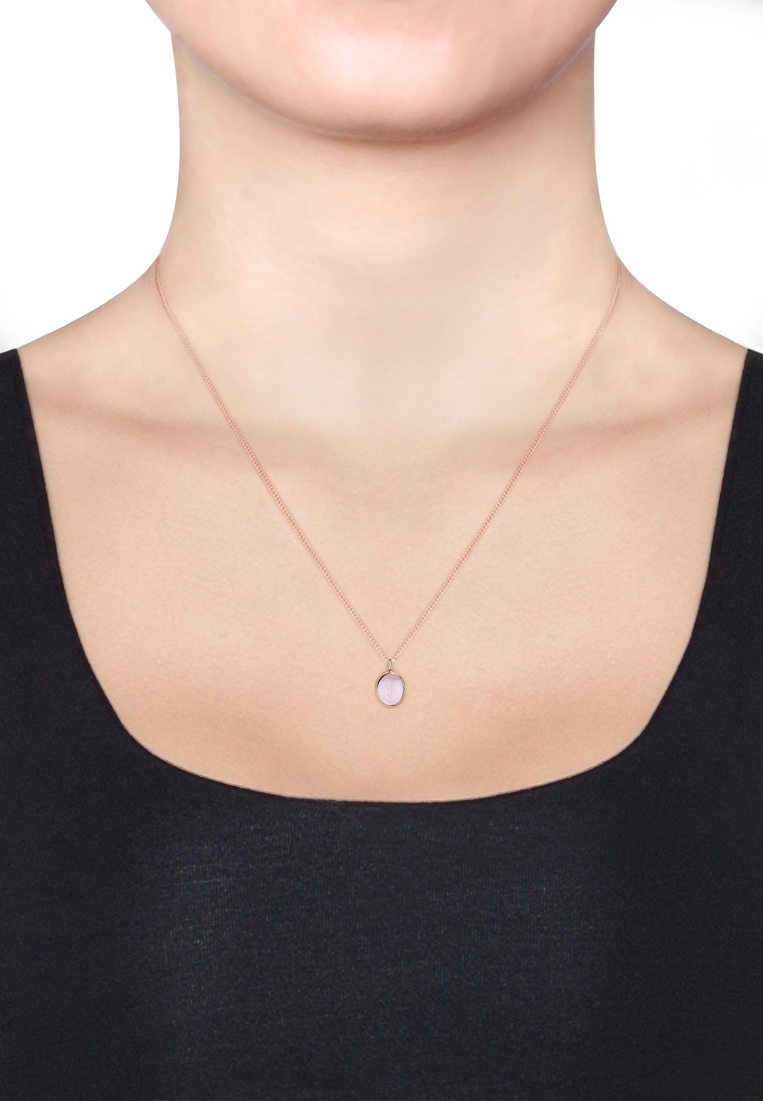 Elli Silberkette »Halskette Quarz Rose 925 Sterling Silber Rosegold«