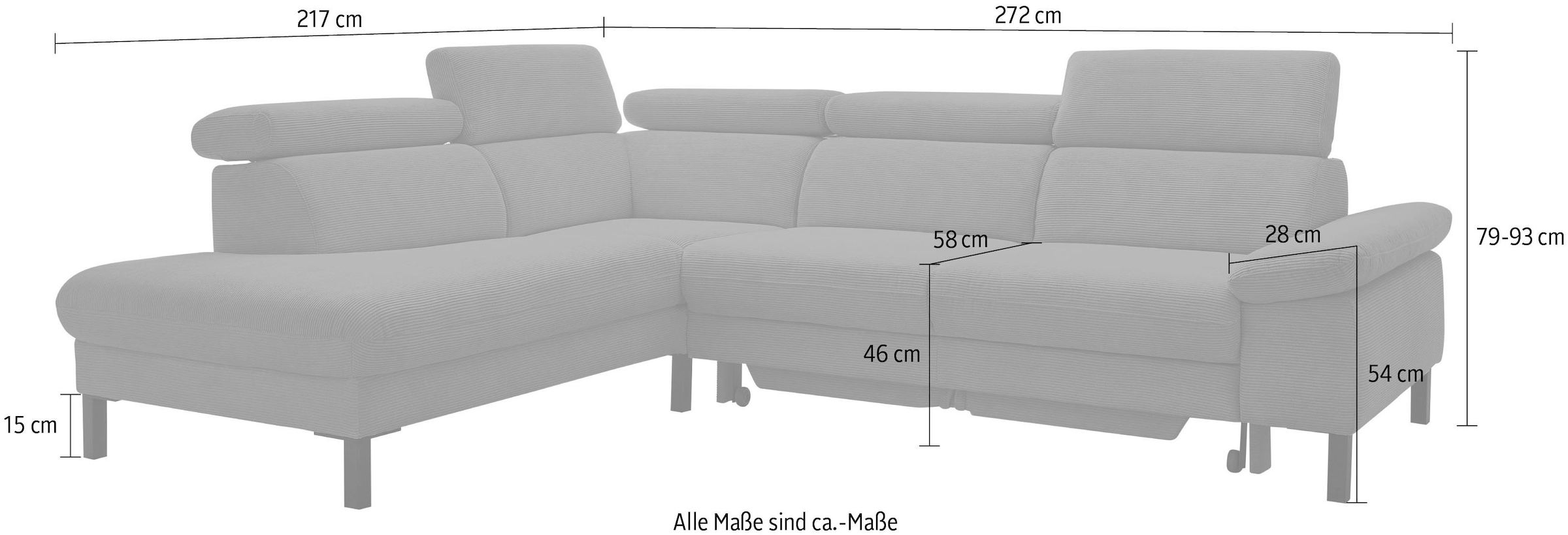 Home affaire Ecksofa »Arnayon mit Querschläfer-Bettfunktion, Schlafsofa, großer Bettkasten« manuelle Kopfteilverstellung, Tonnentaschen-Federkern, Feincord L-Form