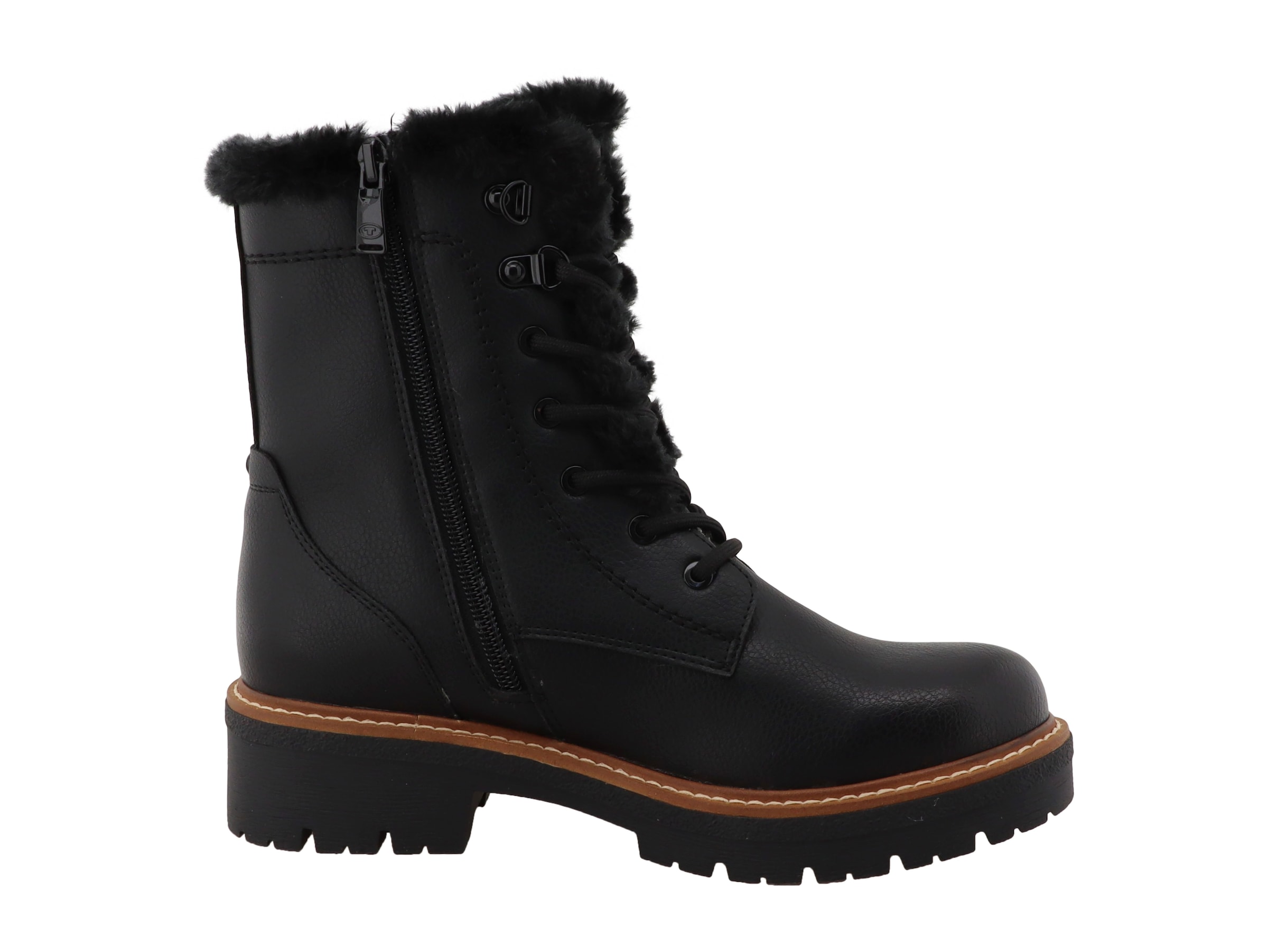 TOM TAILOR Winterstiefelette  Blockabsatz, Winterboots mit Fellimitat am Schaftrand