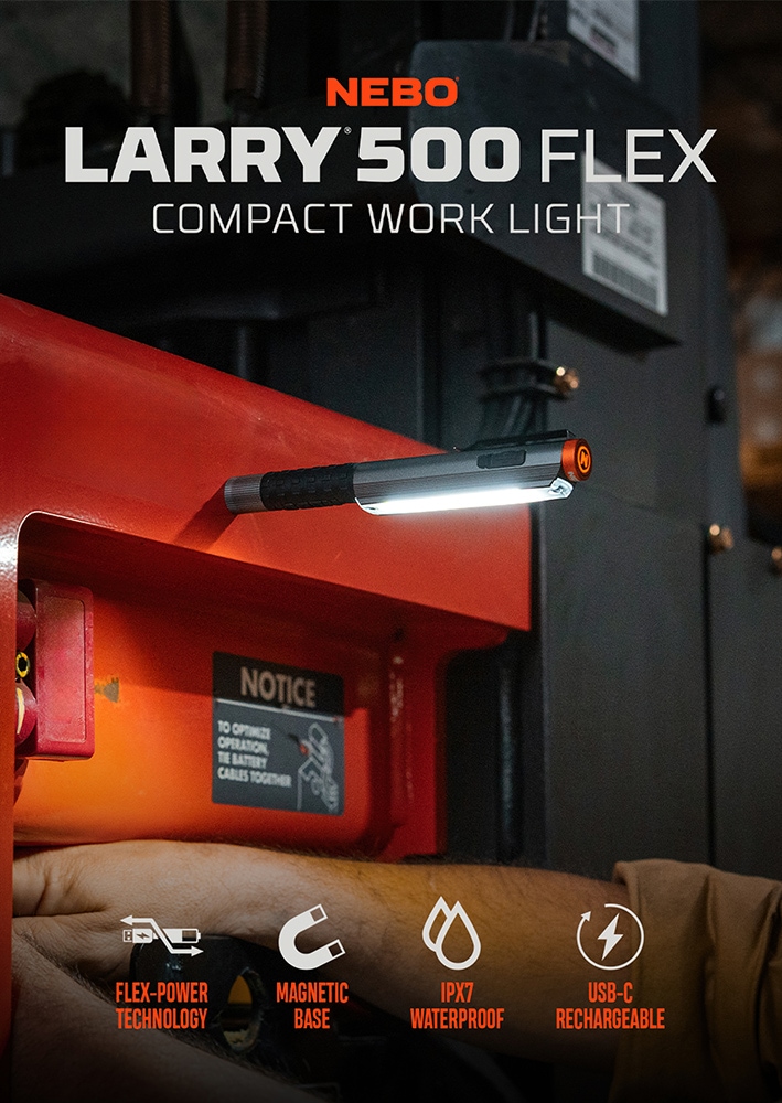 NEBO LED Taschenlampe »Nebo Lil Larry 500 Flex« Taschenlampe inkl. Ladekabel,  Flexibel mit Akku- oder Batteriebetrieb nutzbar