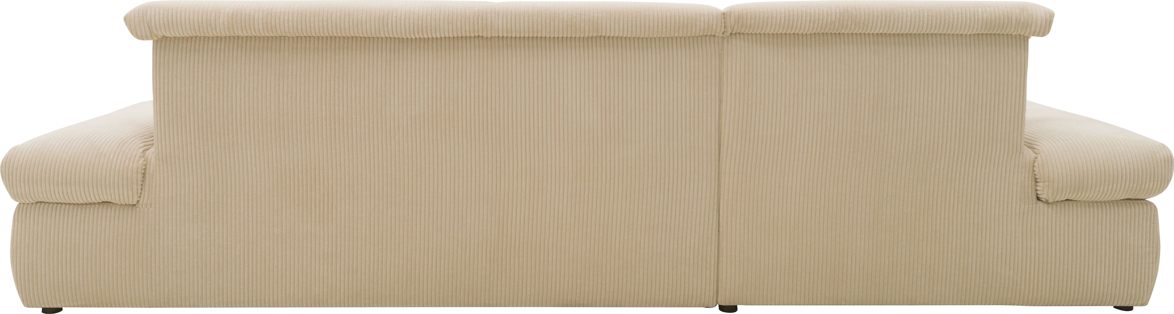 DOMO collection Ecksofa »Moric, L-Form, XXL-Sofa - Breite 300cm«, wahlweise mit Bettfunktion und Armteilverstellung, Cord, Creme
