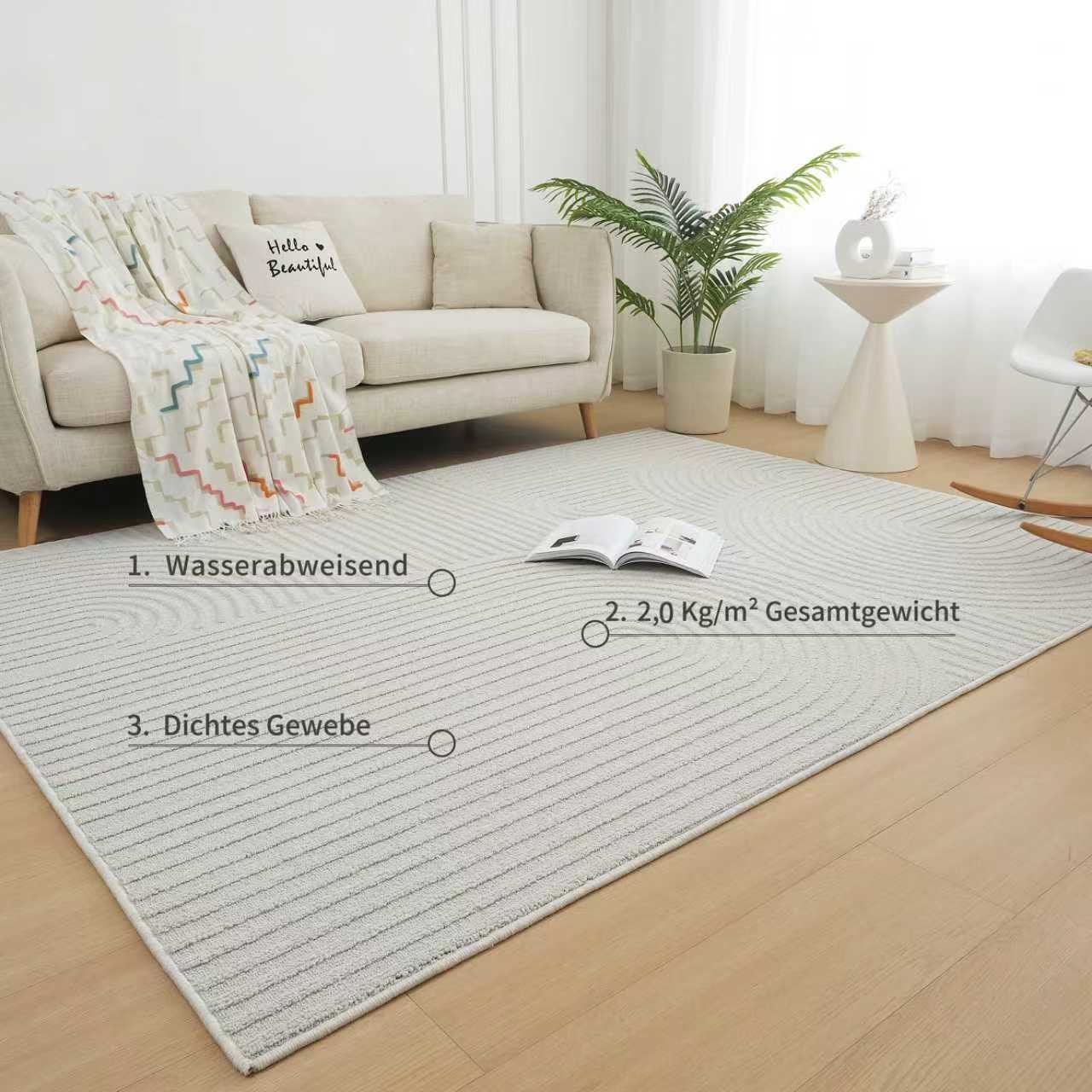 OTTO home Teppich »Jola Hoch-Tief-Design, Scandi-Look, Zen« rechteckig 10 mm Höhe Boho, Modern, 3D, Wohnzimmer, Schlafzimmer, wasserabweisend