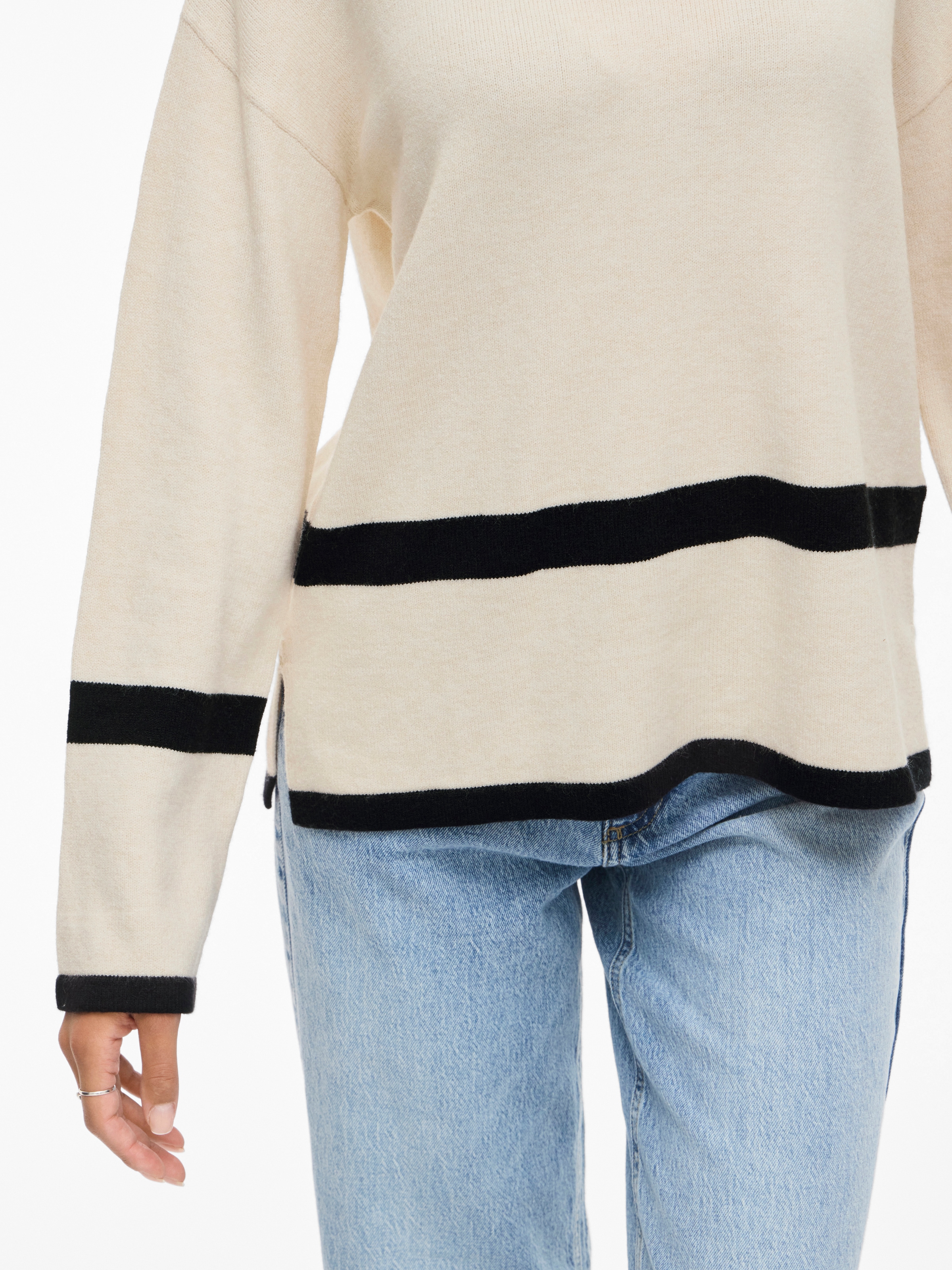 Vila Rundhalspullover »VIRIL O-NECK OVERSIZE L/S KNIT TOP- NOOS« Materialmix, oversize