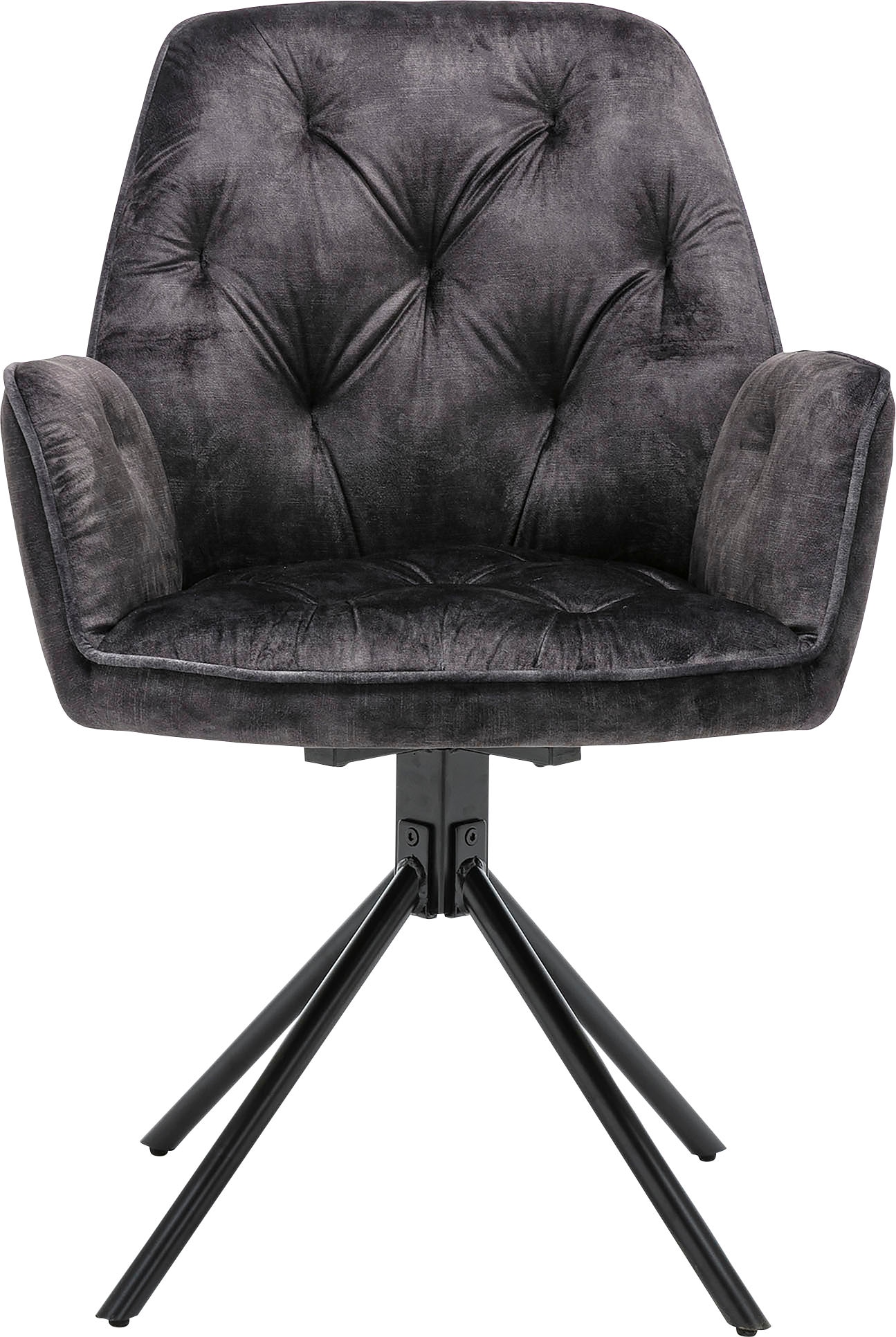byLIVING Esszimmerstuhl SARINA, 2-er Set, Samtbezug anthrazit, Gestell schwarz