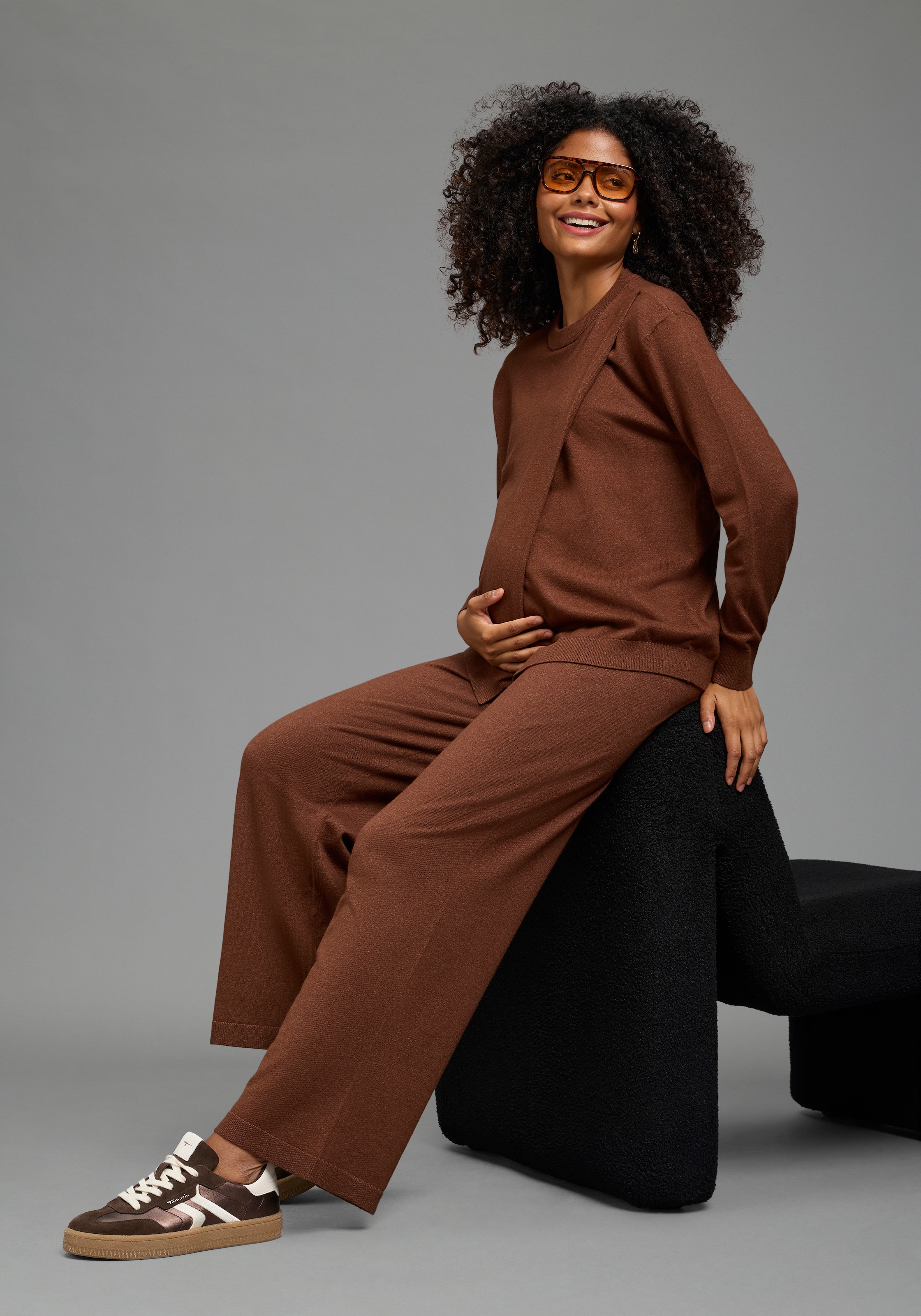 Neun Monate Umstandspullover »Pullover für Schwangerschaft und Stillzeit« Umstands-Pullover mit praktischer Öffnung zum Stillen