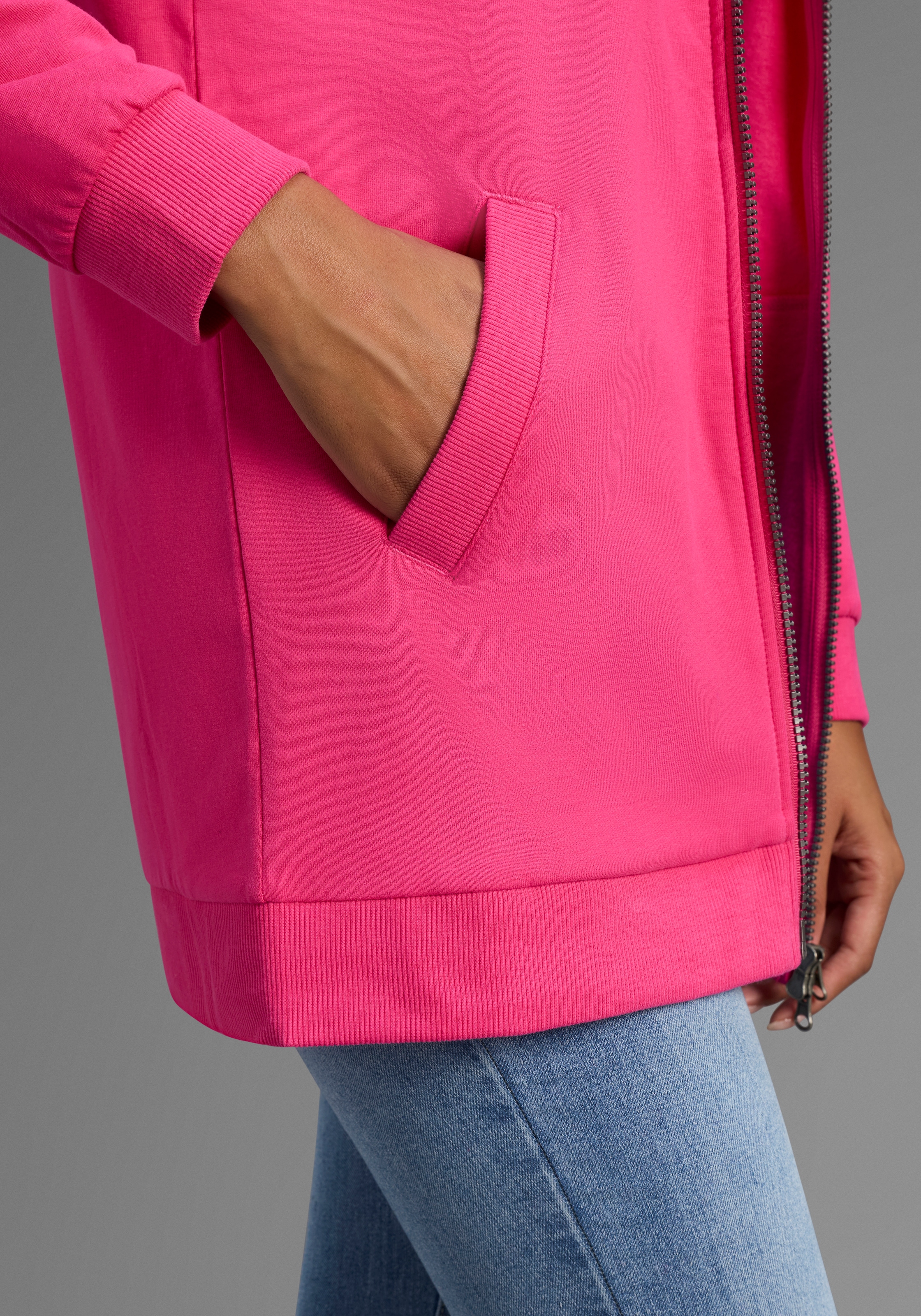 Flashlights Sweatjacke in langer Form mit Zipper