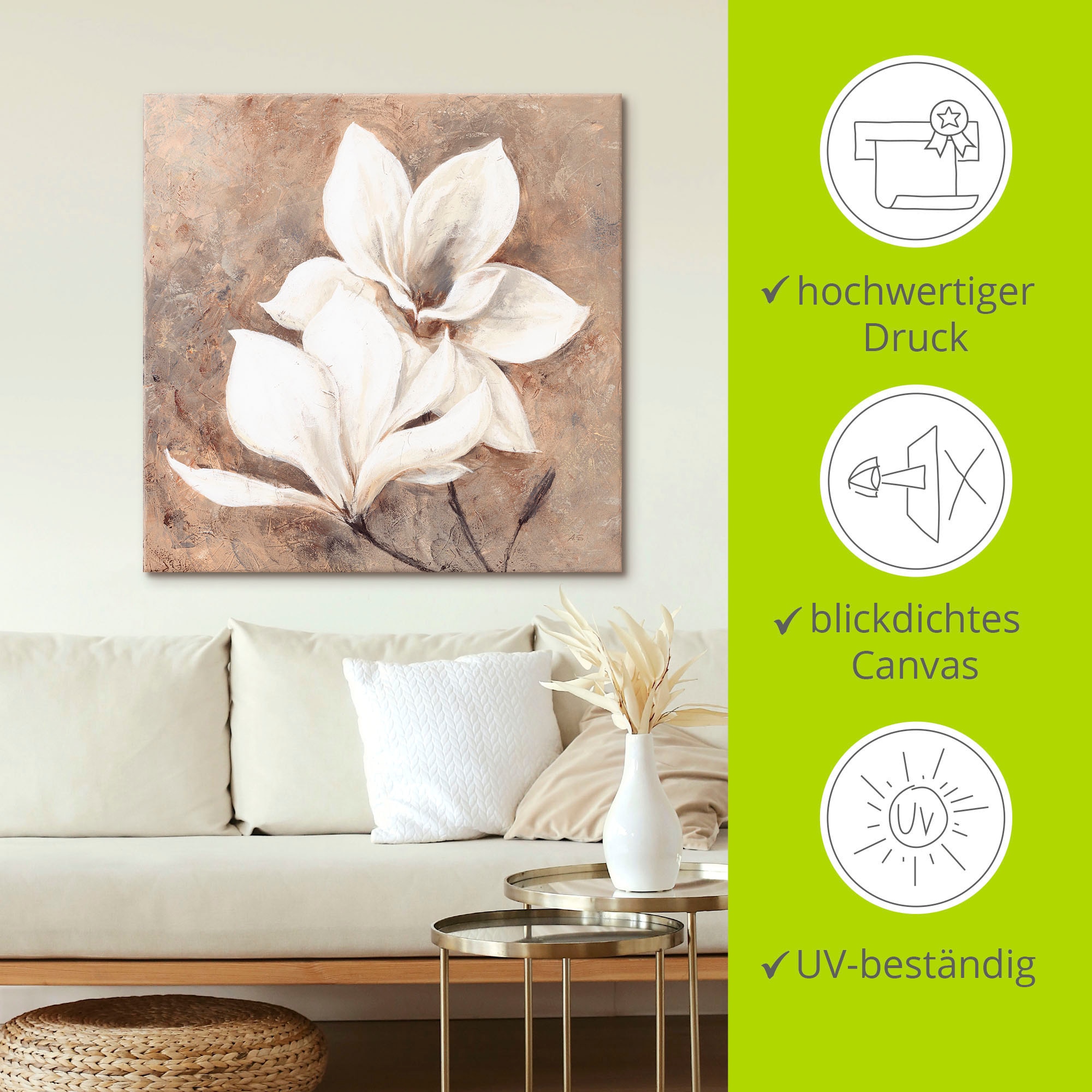 Artland Leinwandbild »Klassische Magnolien« Blumen 1 Stk. tlg. auf Holzrahmen gespannt