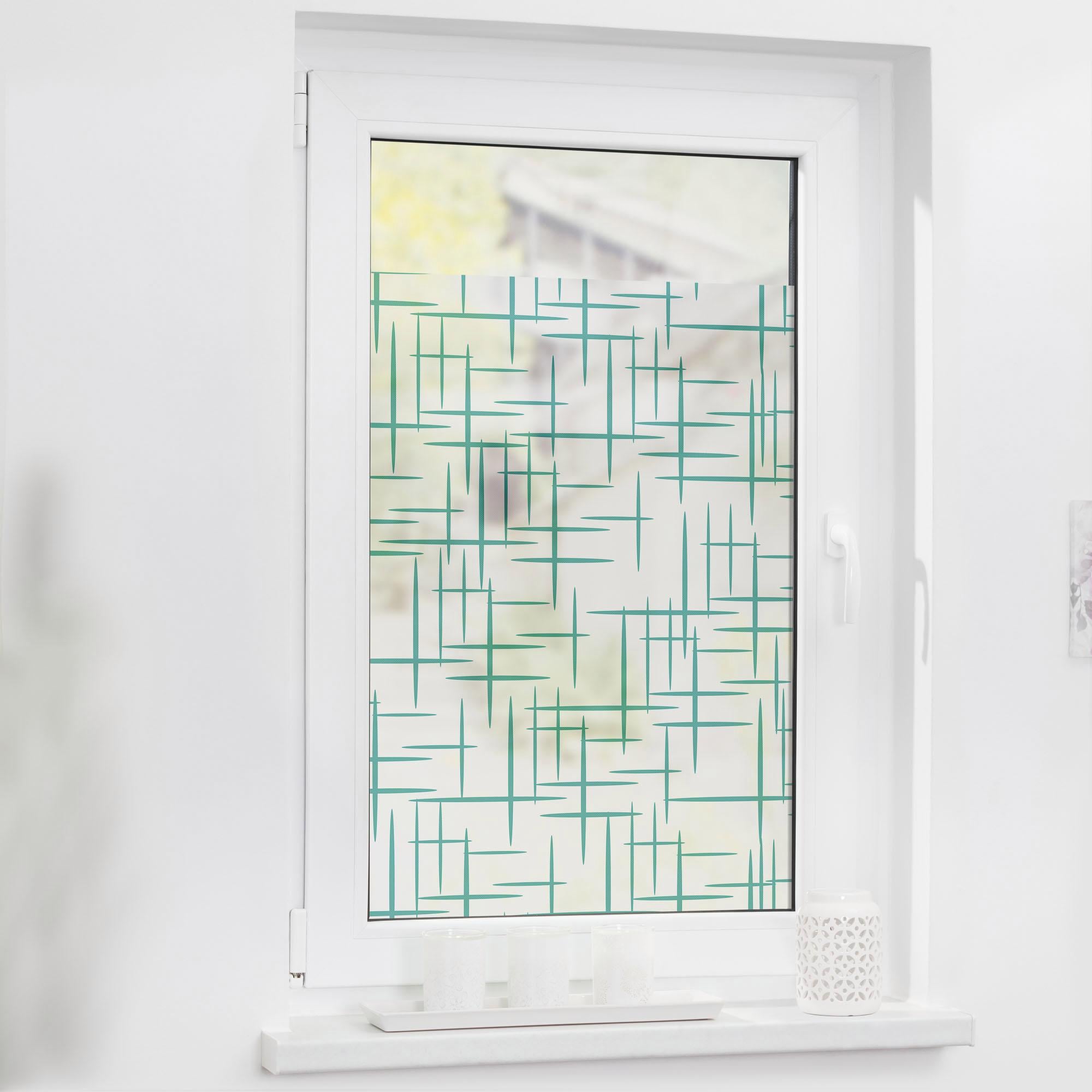 LICHTBLICK ORIGINAL Fensterfolie »Stars Petrol« 1 Stk. blickdicht strukturiert Klebepunkte selbstklebend, Sichtschutz