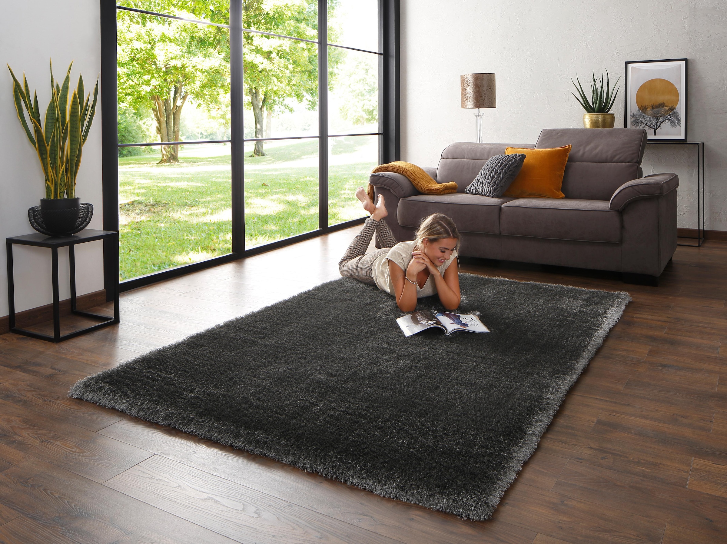 my home Hochflor-Teppich »Mikro Soft Super«, rechteckig, 50 mm Höhe, besonders weich durch Mikrofaser, extra flauschig, einfarbig, weich