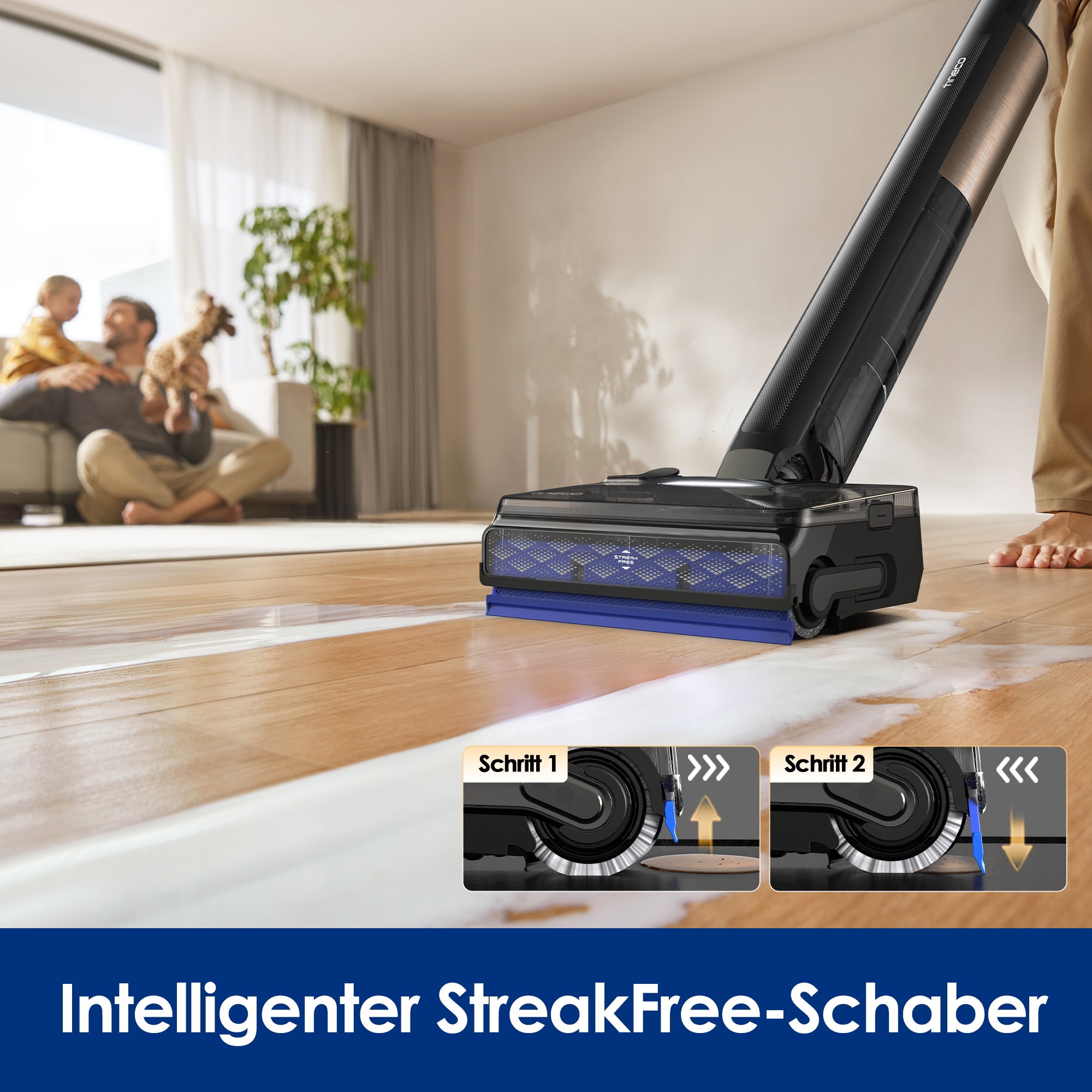 Tineco Nass-Trocken-Sauger »FLOOR ONE S7 Fold Elite, schlankes Design, 22.000pa, 70 Min Laufzeit« Auto-Anpassung der Saugleistung, 85° C Heißluft Trocknung, Knickgelenk
