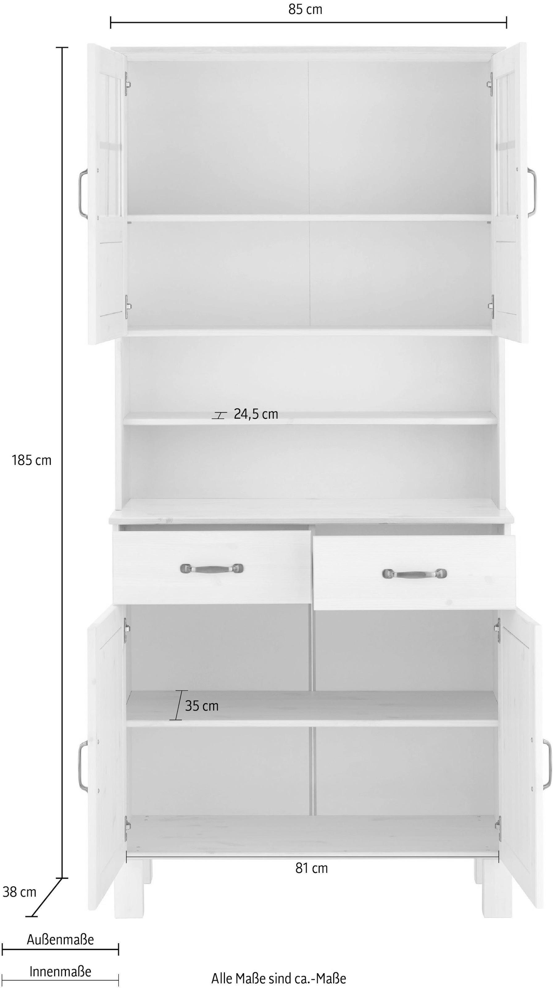 Home affaire Küchenbuffet »Alby«, Breite 85 cm, 2 Glastüren bestellen |  UNIVERSAL