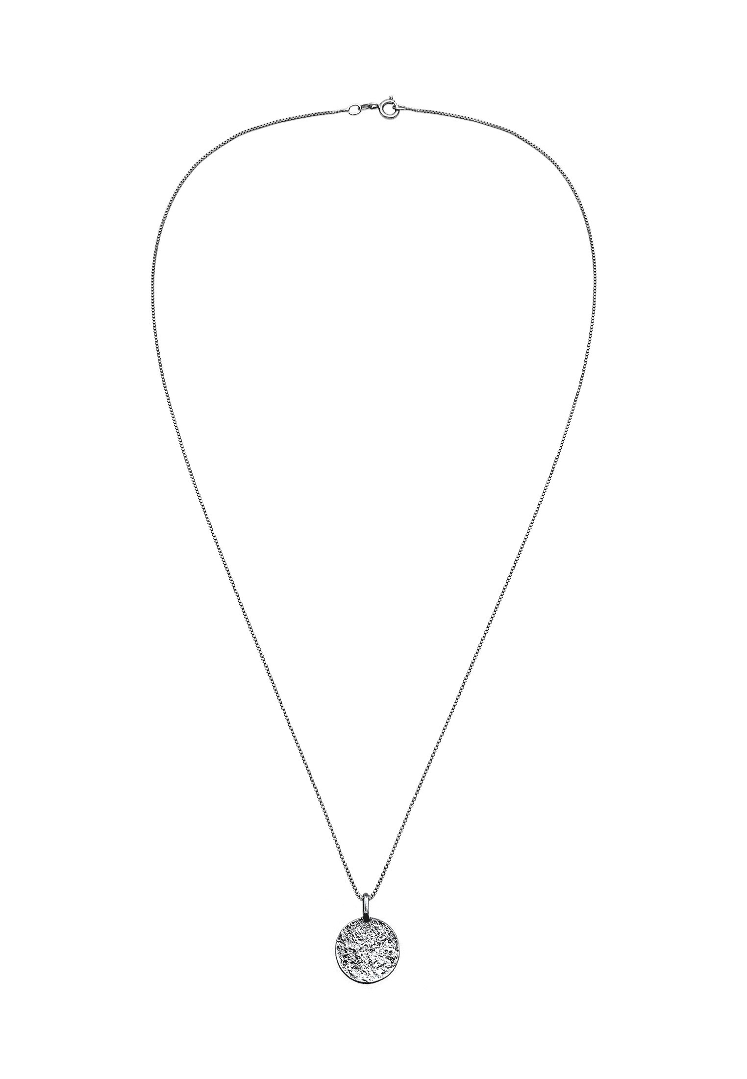 Kuzzoi Kette mit Anhänger »Halskette Herren Basic Coin Plättchen gehämmert 925 Silber«