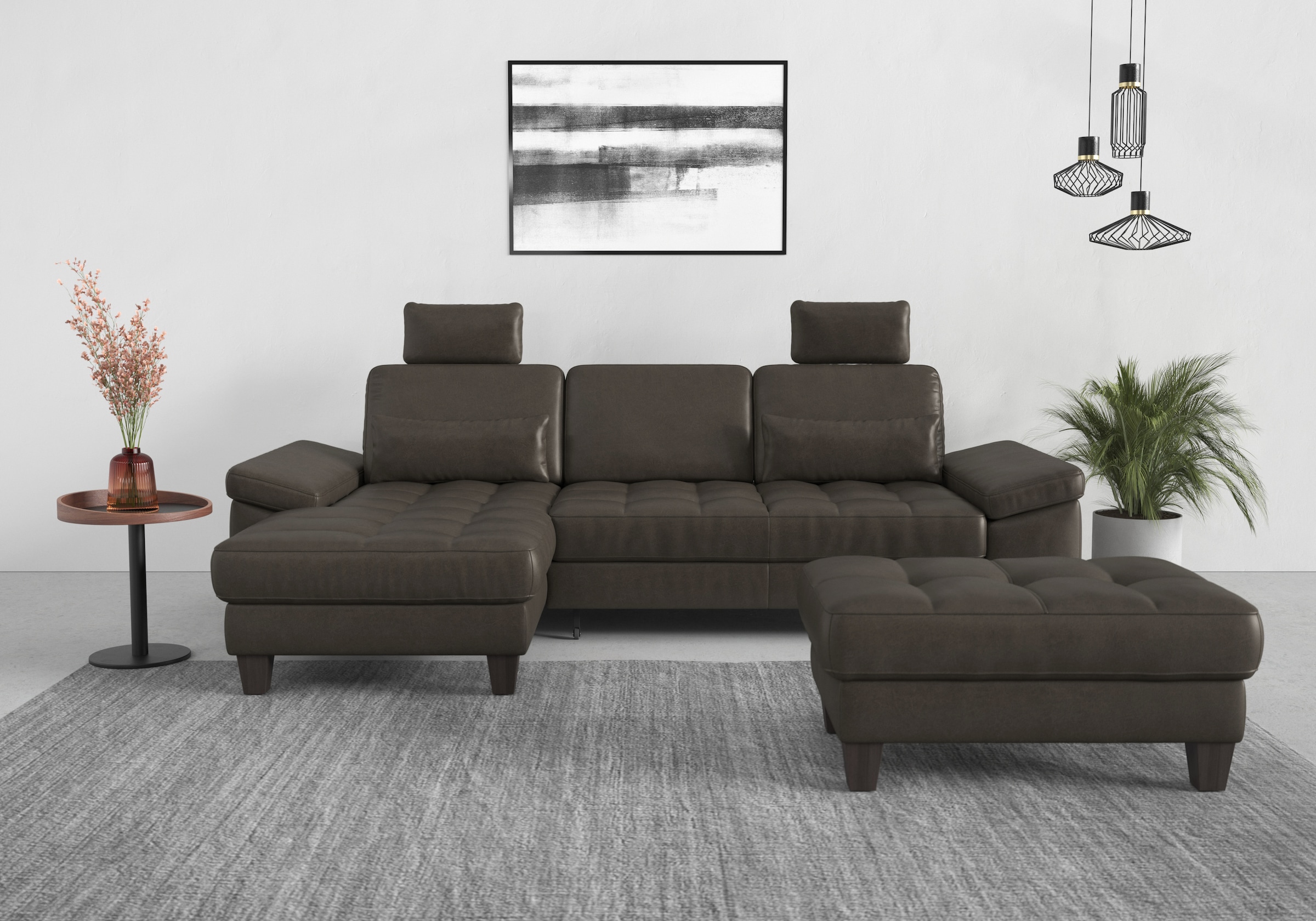 sit&more Ecksofa »Westham L-Form«, Recamiere, mit oder ohne Bettfunktion, Bettkasten, Füße wengefarben