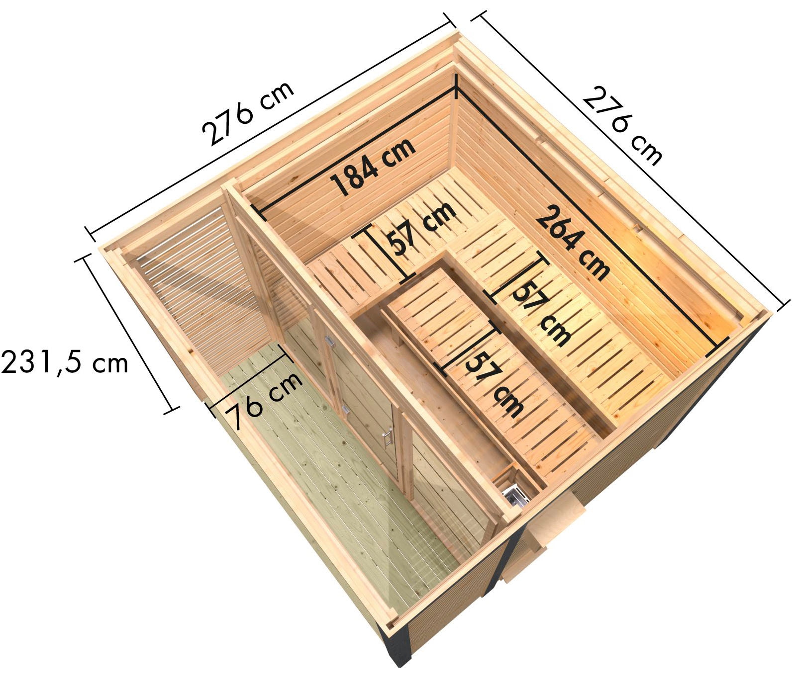 Karibu Saunahaus »Anja 3« Set, 