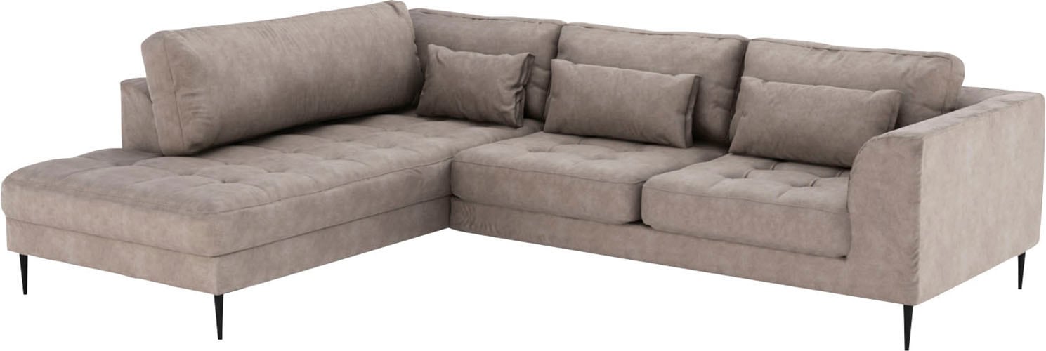 TRENDMANUFAKTUR Ecksofa »Luzi, wahlweise mit Schlaffunktion und Bettkasten, gemütlich, L-Form«, Designsofa mit Ottomane, Metallfüße schwarz, Breite 264 cm