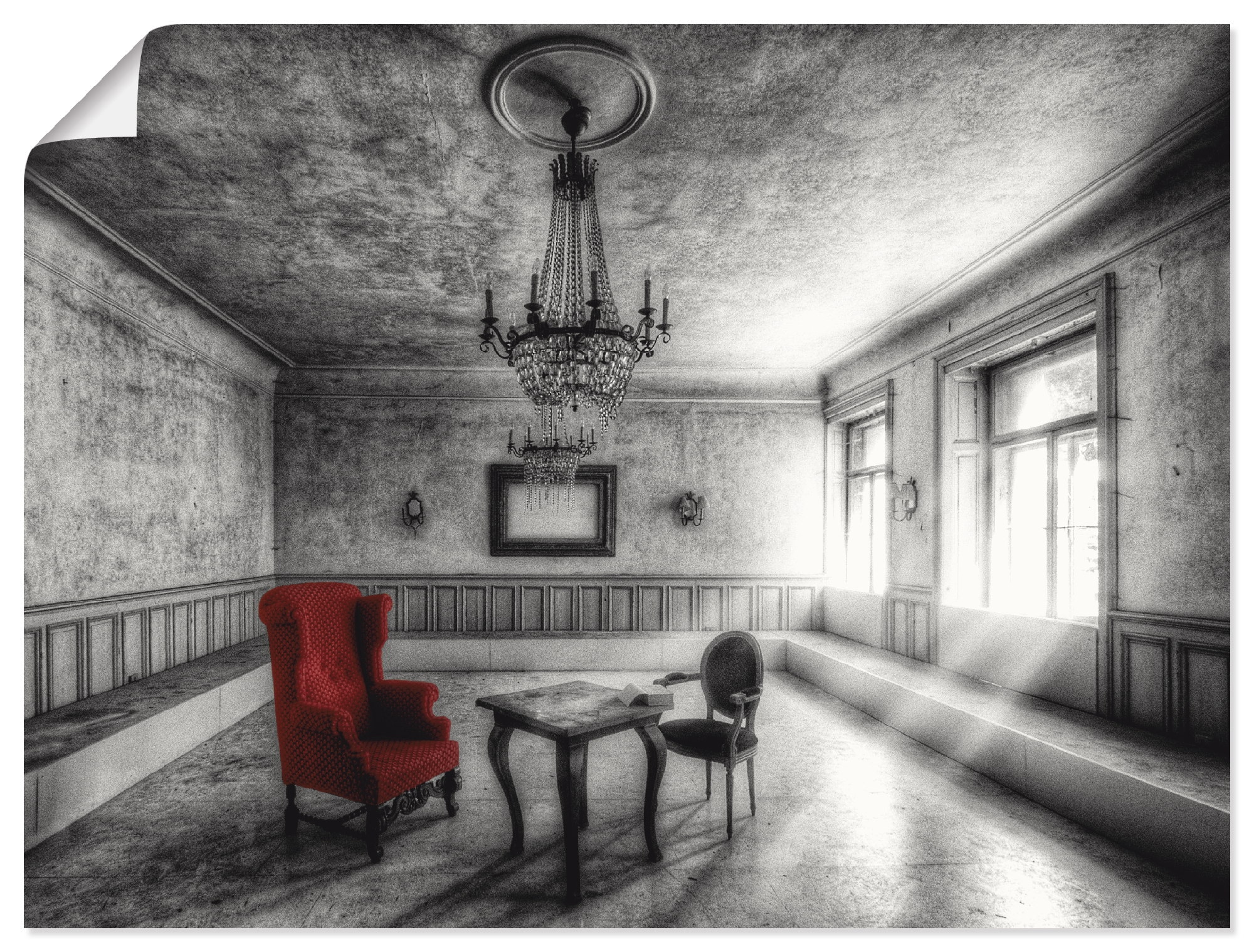 Artland Wandbild »Lost Place - Roter Sessel«, Architektonische Elemente, (1 St.), als Alubild, Outdoorbild, Leinwandbild, Poster, Wandaufkleber